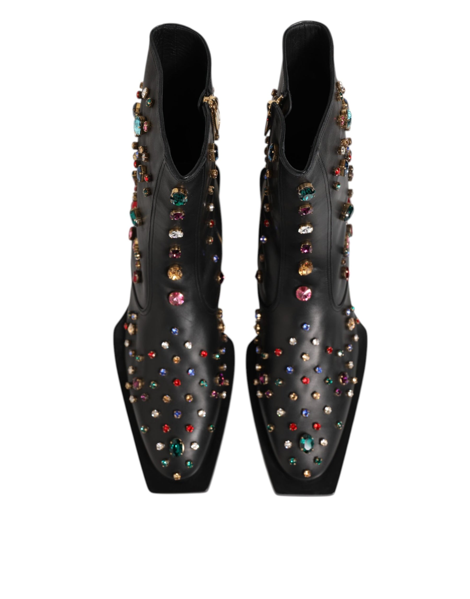 Dolce & Gabbana Black Crystal Embellished Men Short Boots Shoes | Regal Royce