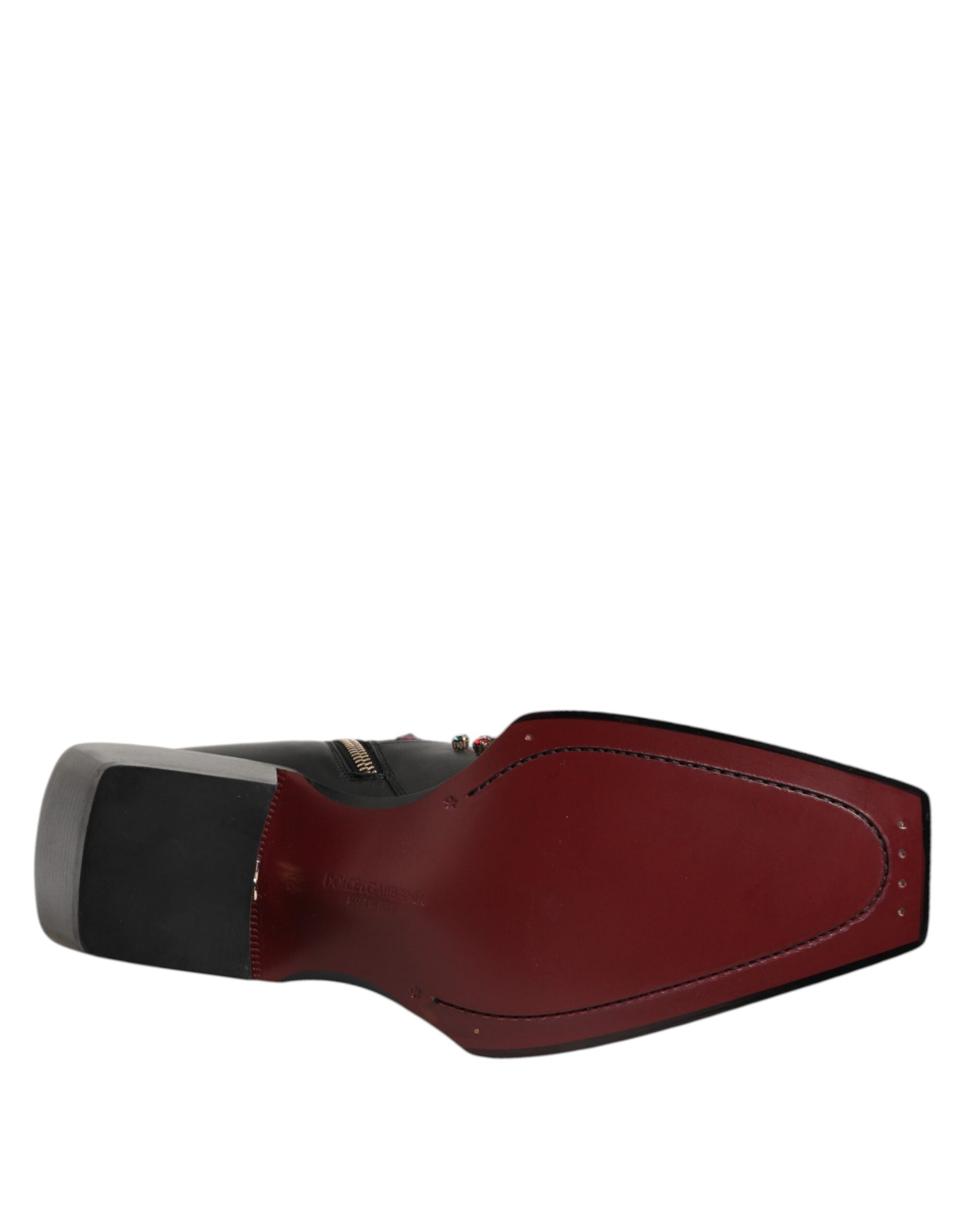 Dolce & Gabbana Black Crystal Embellished Men Short Boots Shoes | Regal Royce