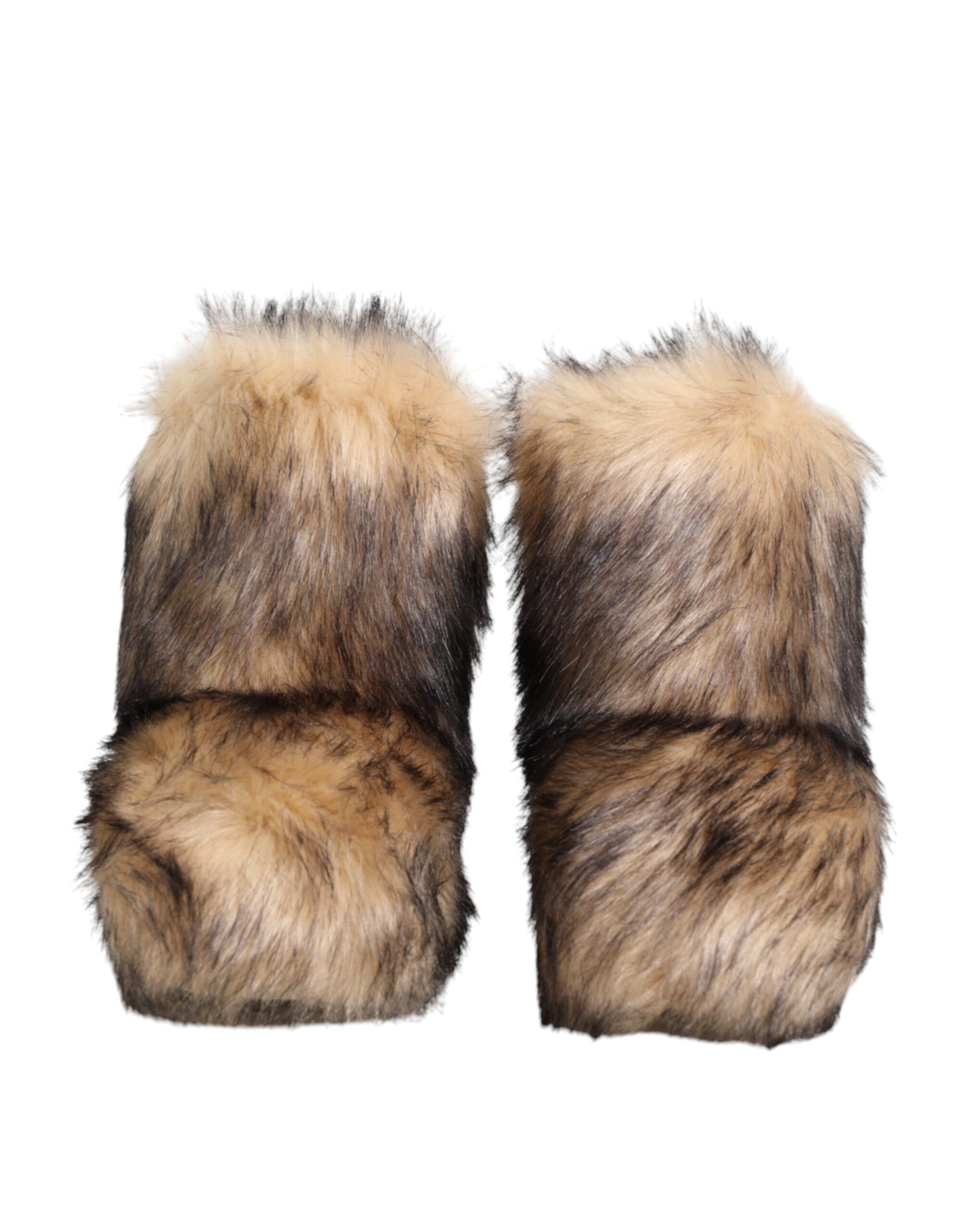 Dolce & Gabbana Brown Faux Skim Ski Fur Men Short Boots Shoes | Regal Royce