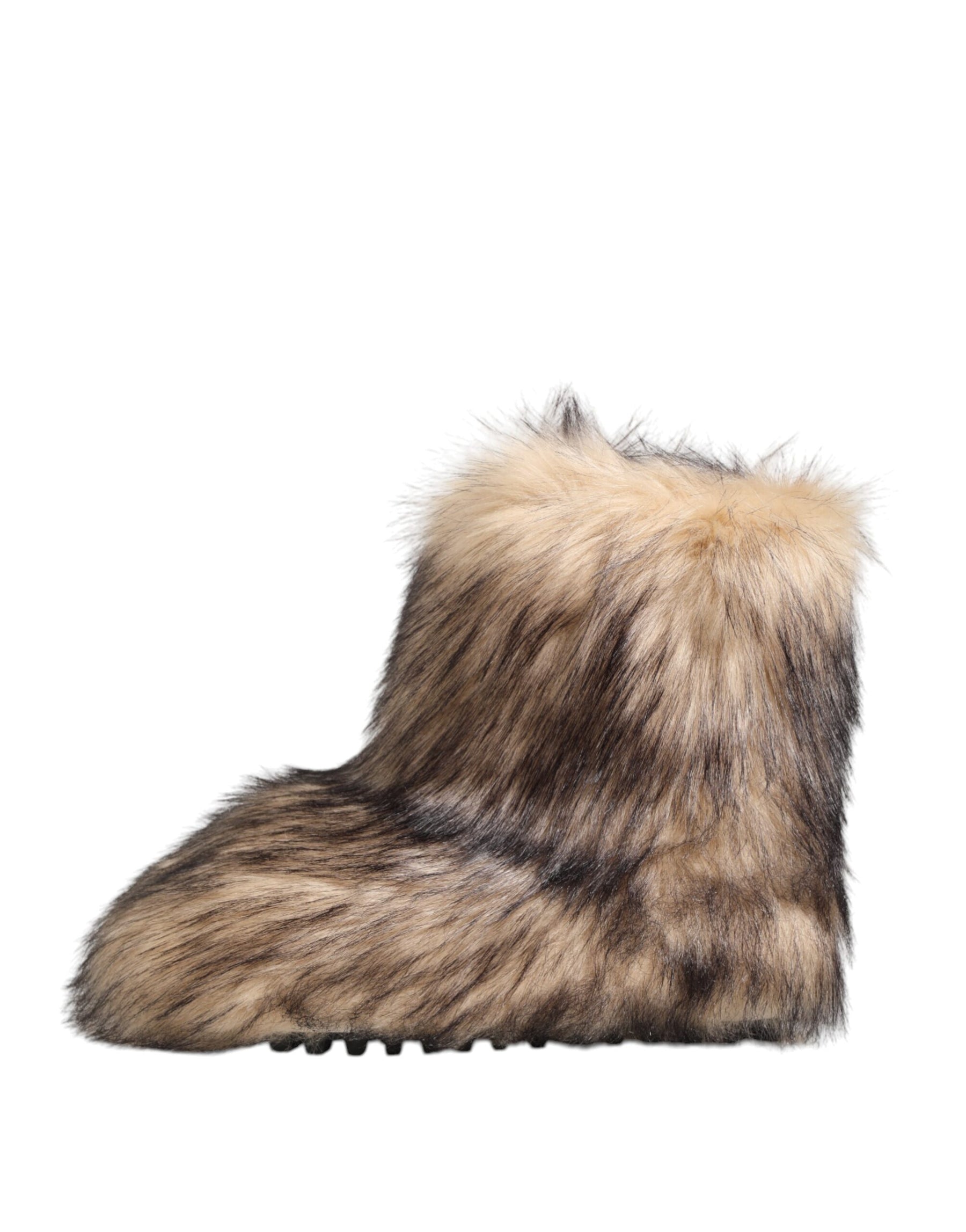Dolce & Gabbana Brown Faux Skim Ski Fur Men Short Boots Shoes | Regal Royce