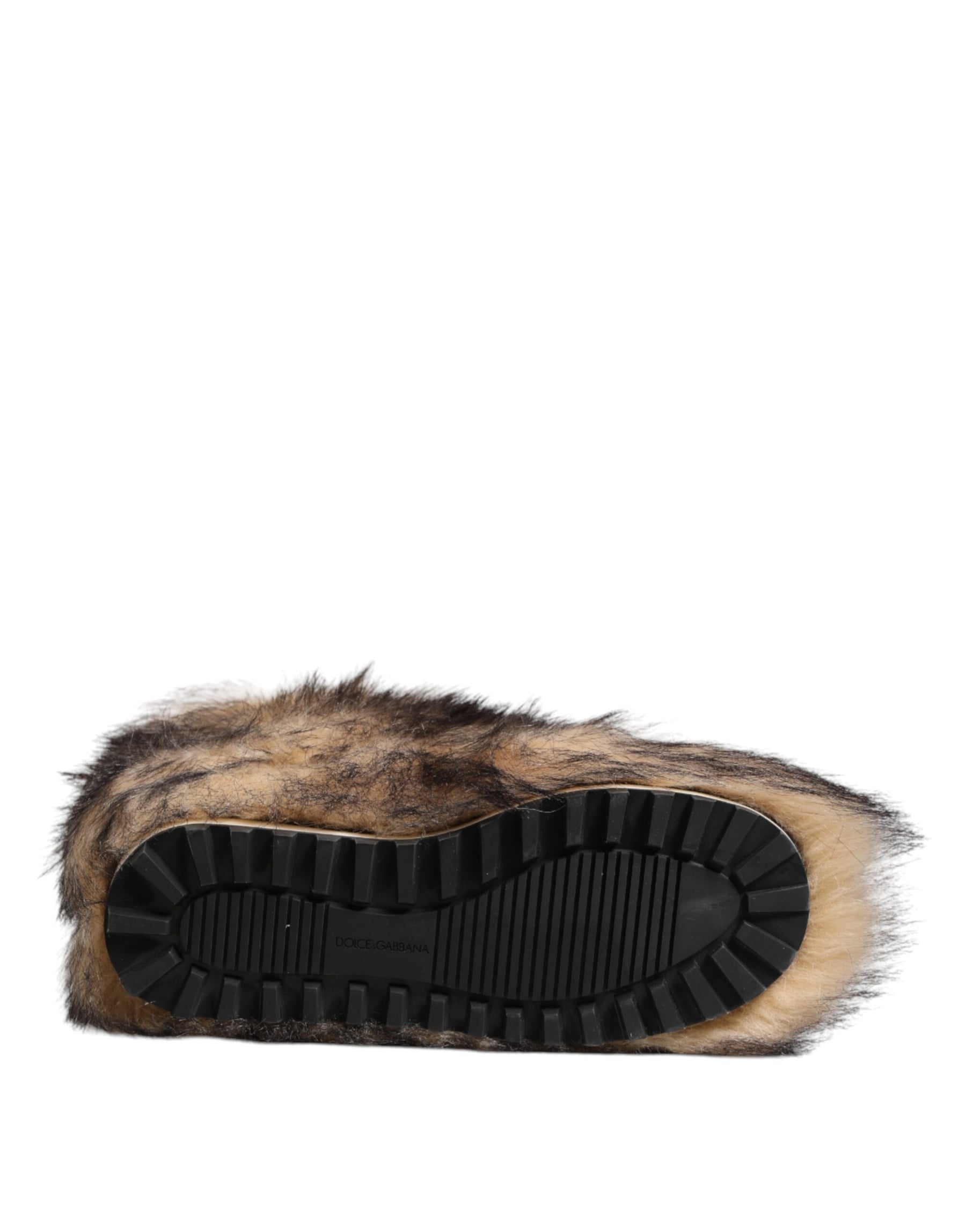 Dolce & Gabbana Brown Faux Skim Ski Fur Men Short Boots Shoes | Regal Royce