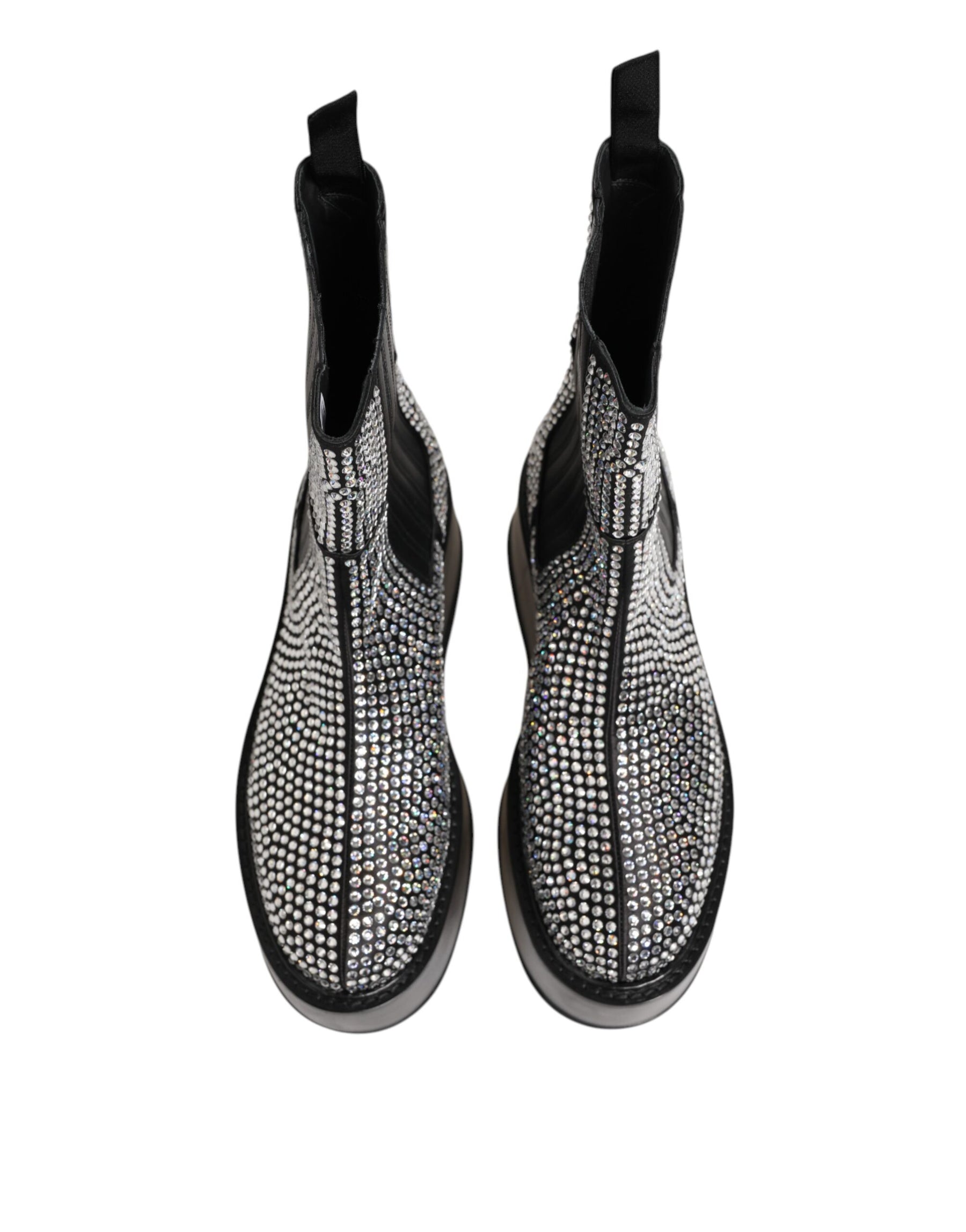 Dolce & Gabbana Black Crystal Strass Mid Calf Short Boots  Shoes | Regal Royce