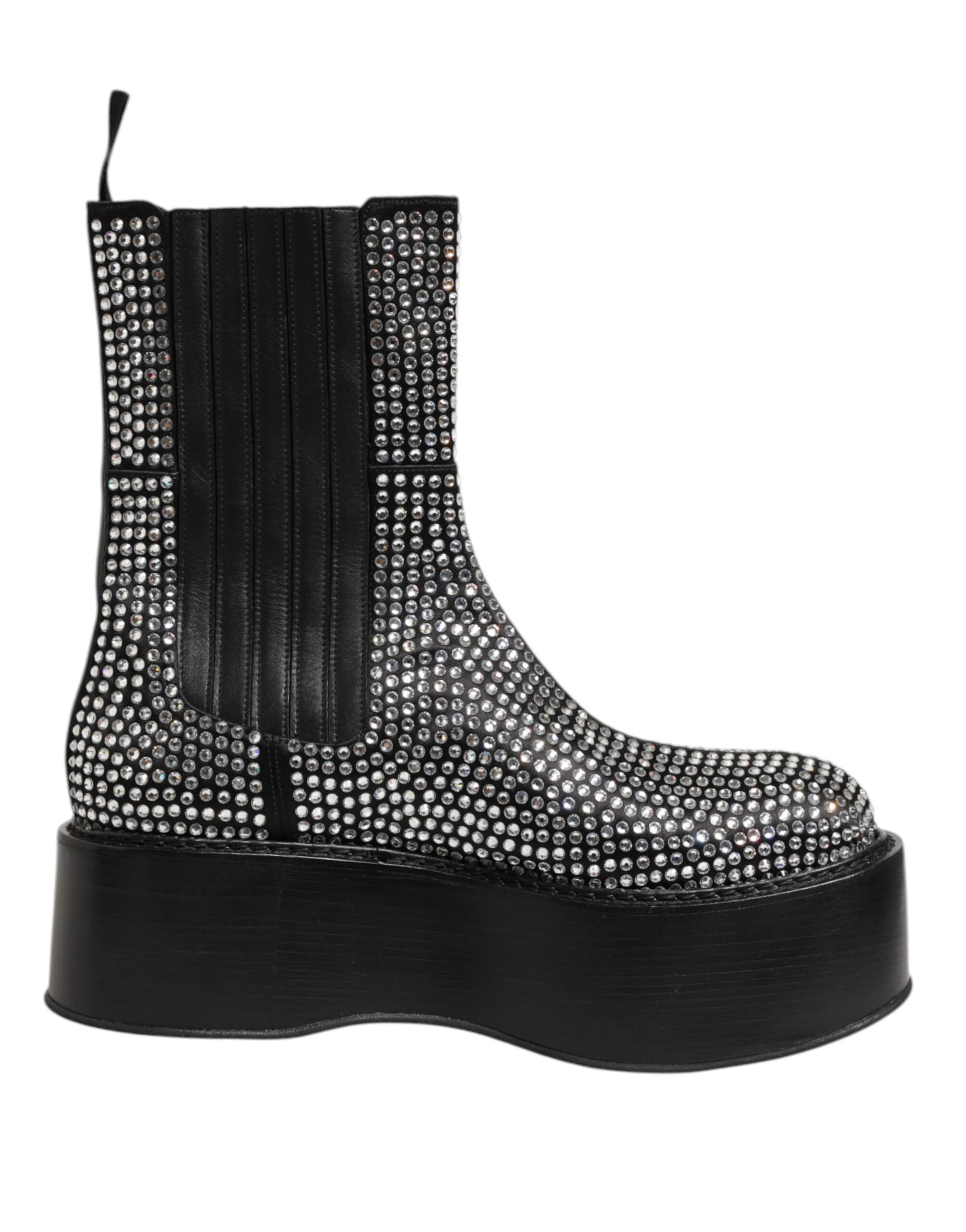 Dolce & Gabbana Black Crystal Strass Mid Calf Short Boots  Shoes | Regal Royce
