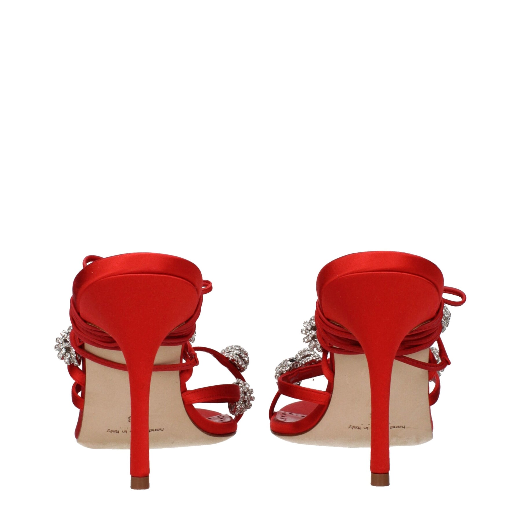 Manolo Blahnik Red Satin Stiletto Heel Sandals | Regal Royce