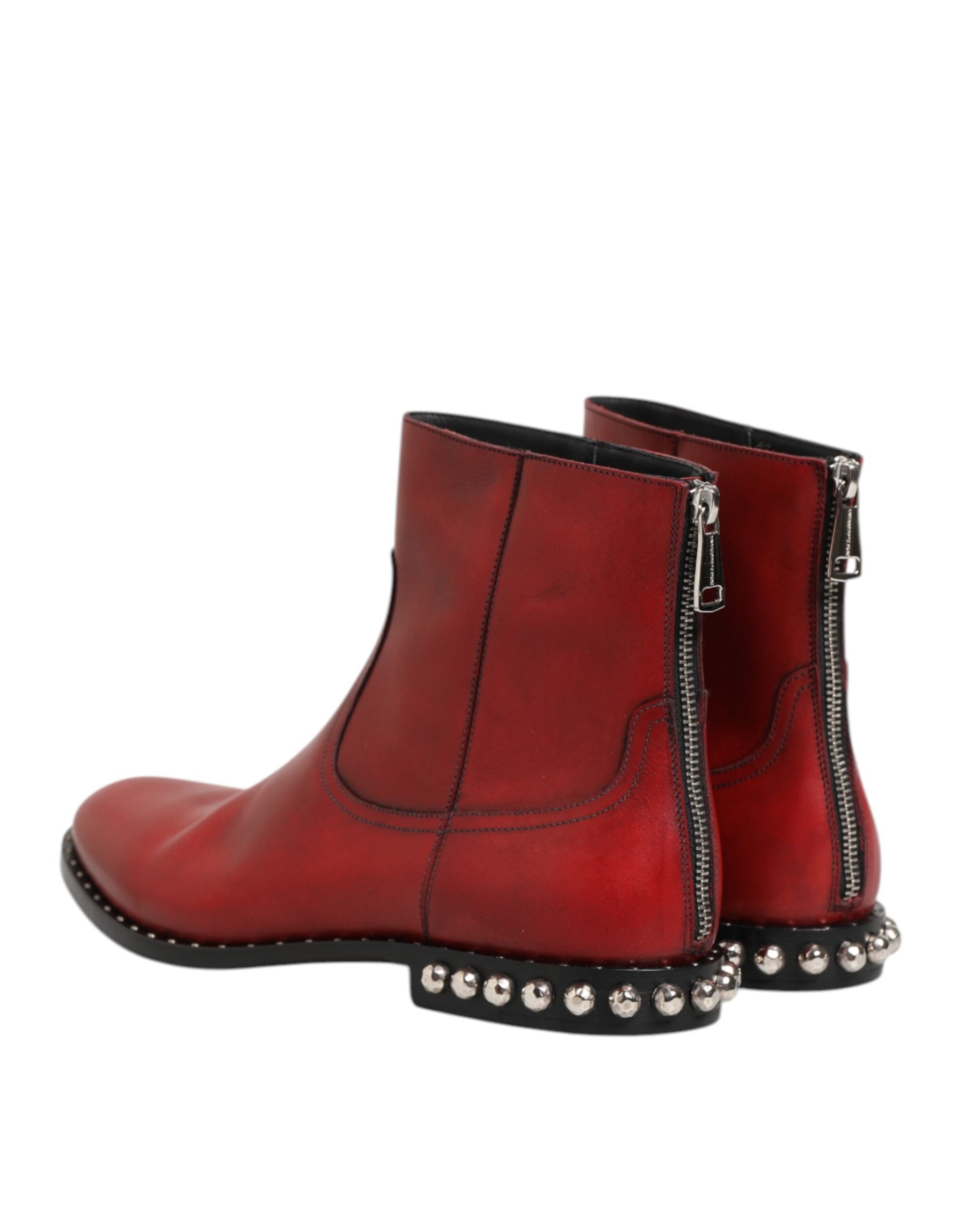 Dolce & Gabbana Red Studded Chelsea Short Ankle Boots Shoes | Regal Royce