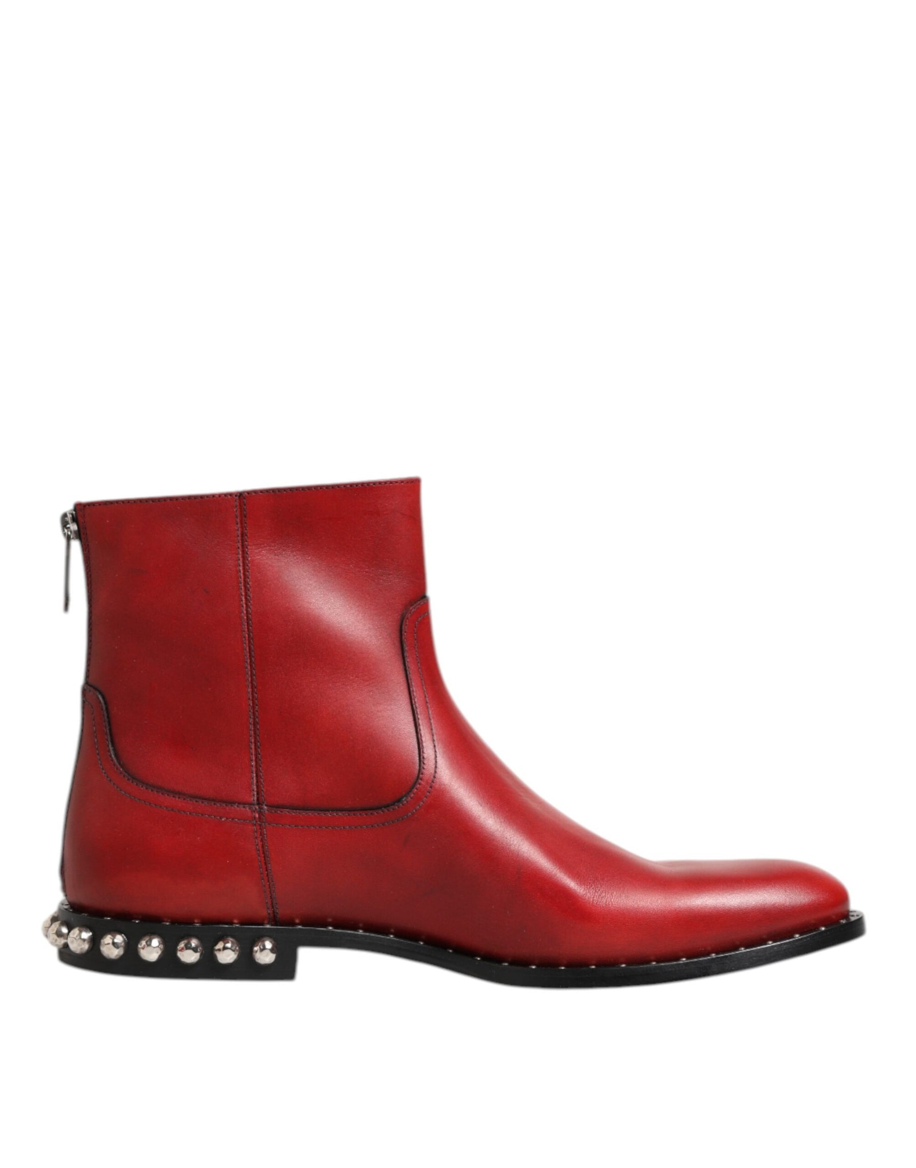 Dolce & Gabbana Red Studded Chelsea Short Ankle Boots Shoes | Regal Royce