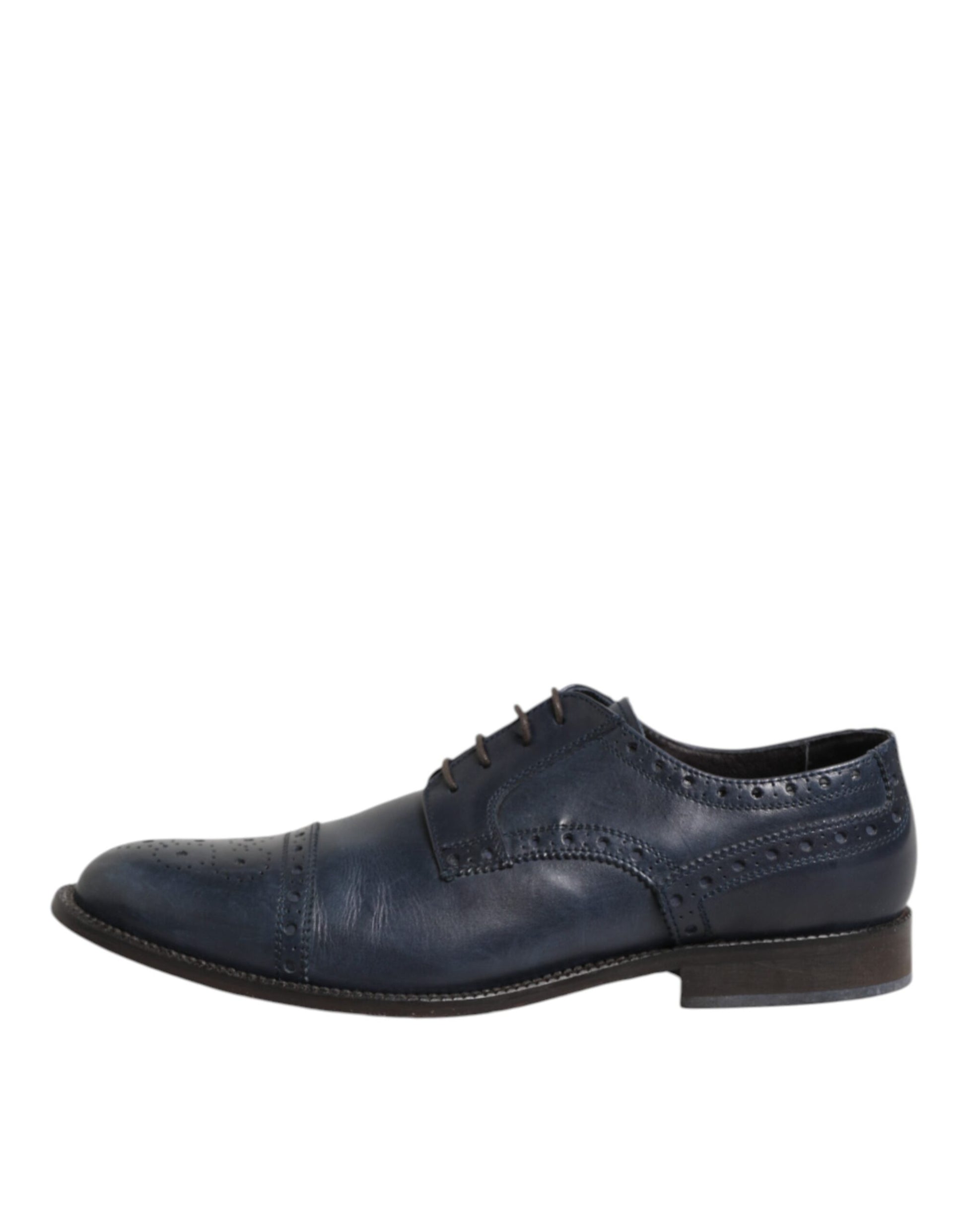 Daniele Alessandrini Blue Leather Wingtip Lace-up Formal Derby Shoes