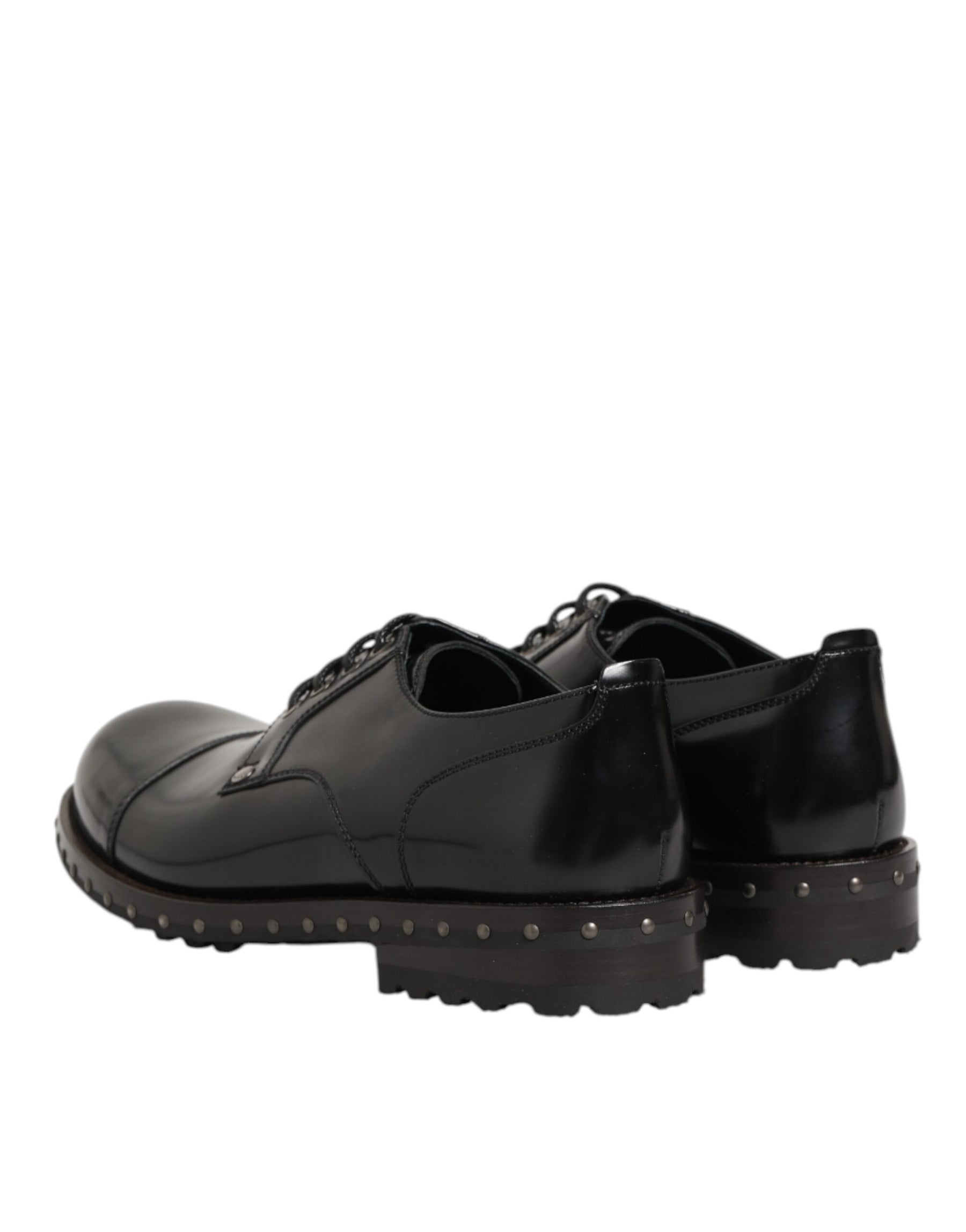 Dolce & Gabbana Black Leather Studded Men Formal Derby Shoes | Regal Royce