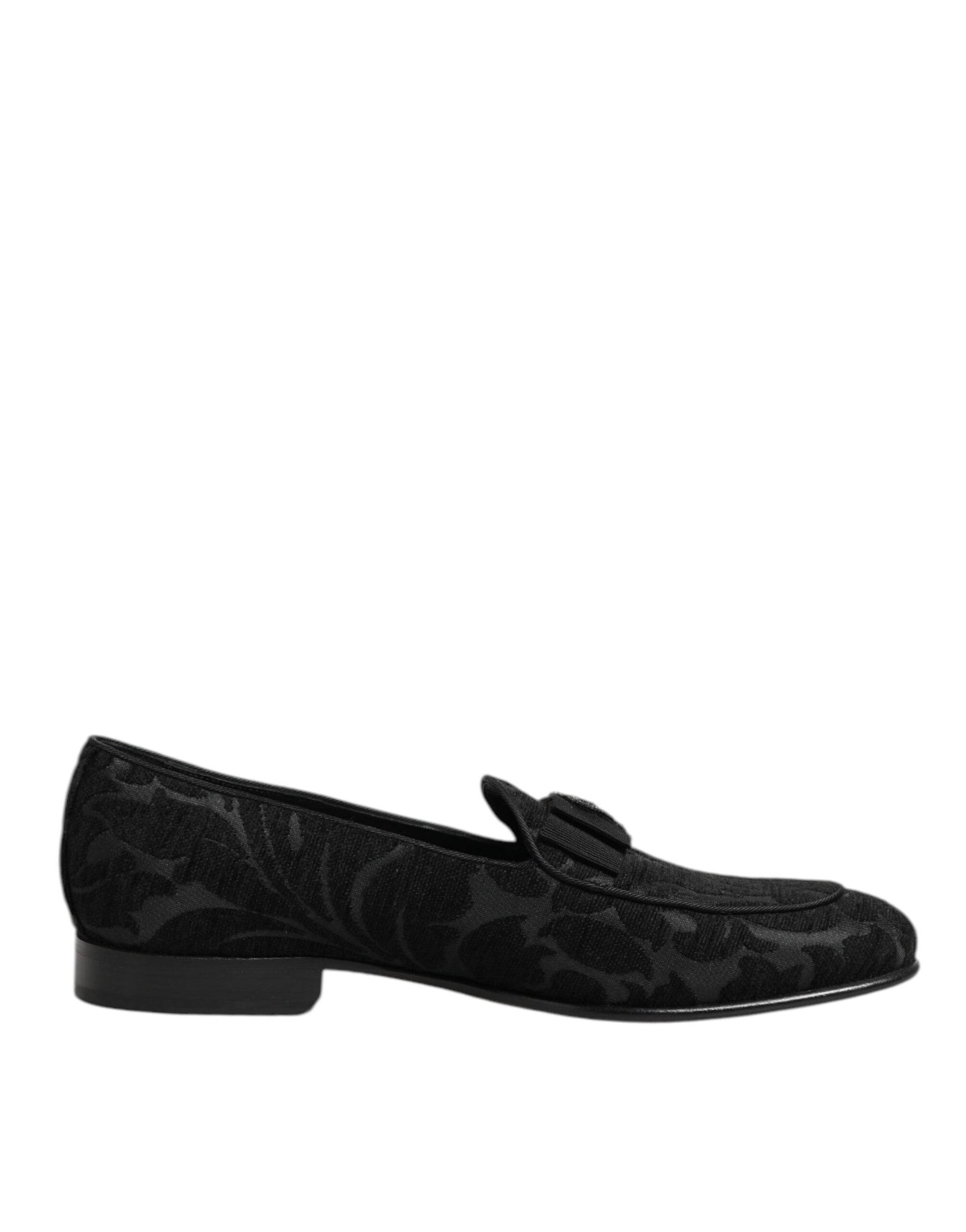 Dolce & Gabbana Black Brocade Crown Loafers Dress Shoes | Regal Royce
