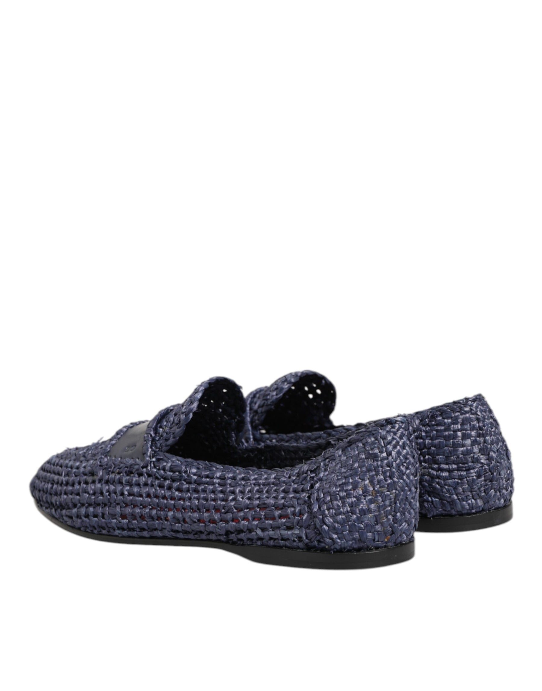 Dolce & Gabbana Blue Woven Leather Slip On Loafers Men Shoes | Regal Royce