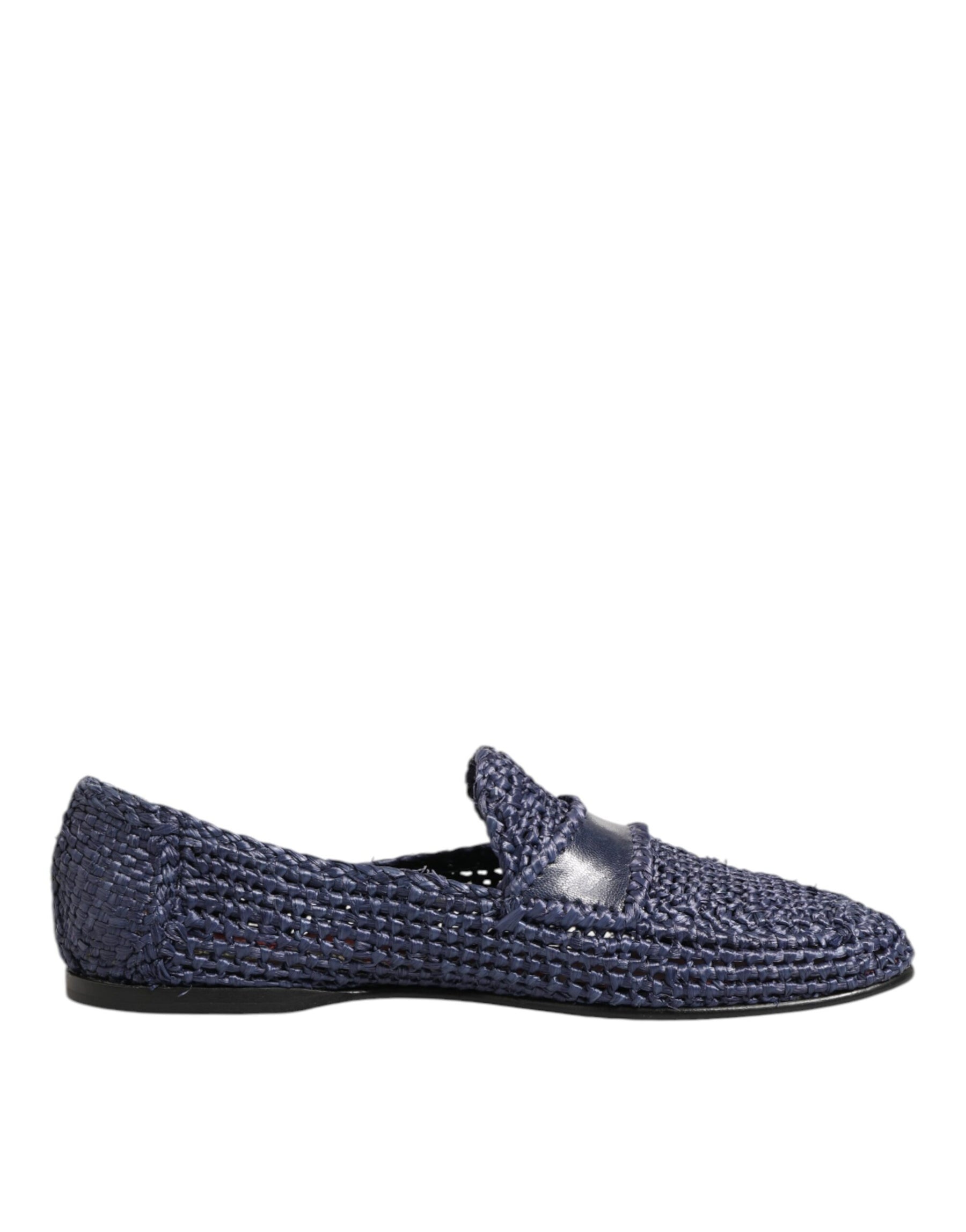 Dolce & Gabbana Blue Woven Leather Slip On Loafers Men Shoes | Regal Royce
