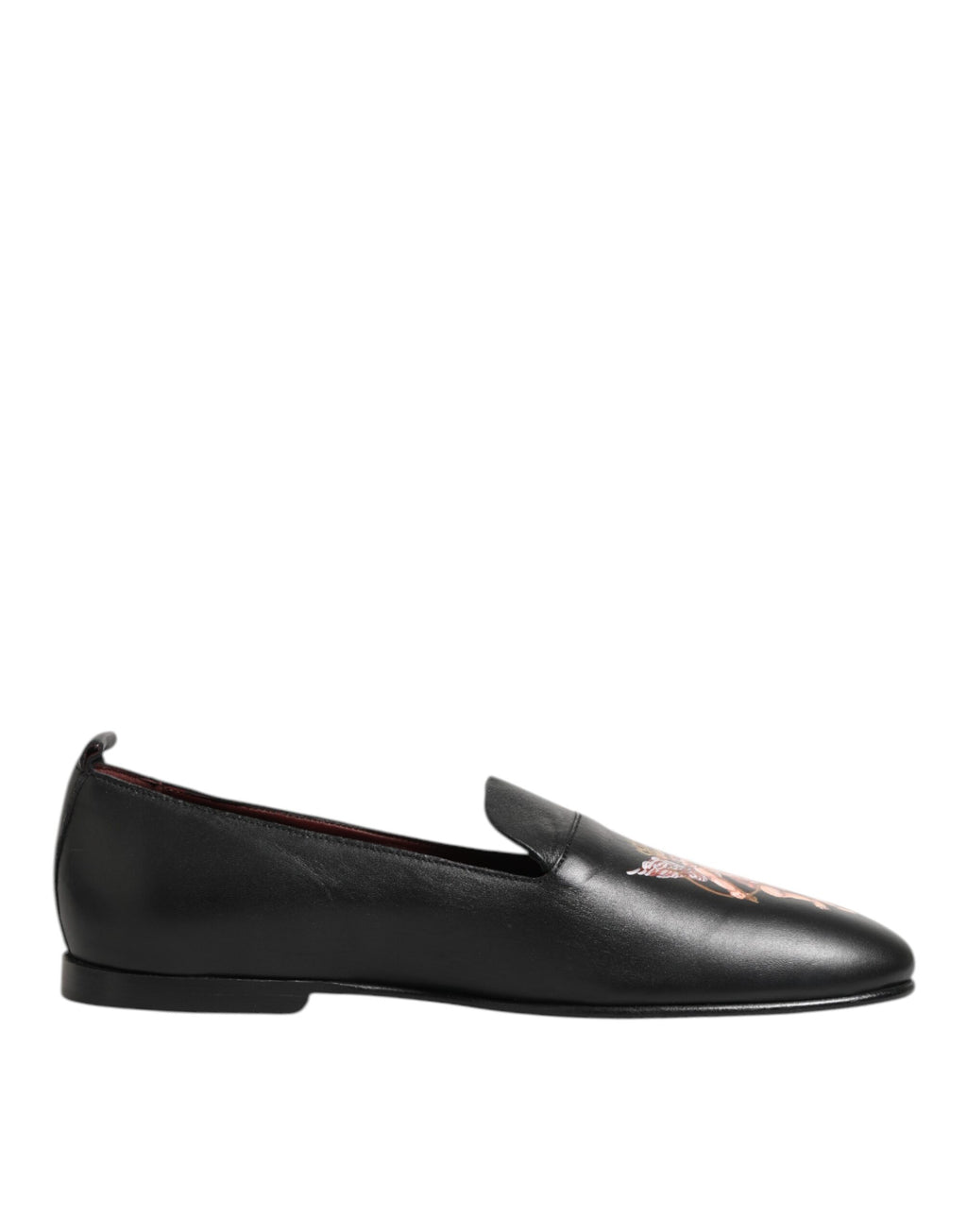 Dolce & Gabbana Black DG Angel Leather Slip On Loafers Shoes