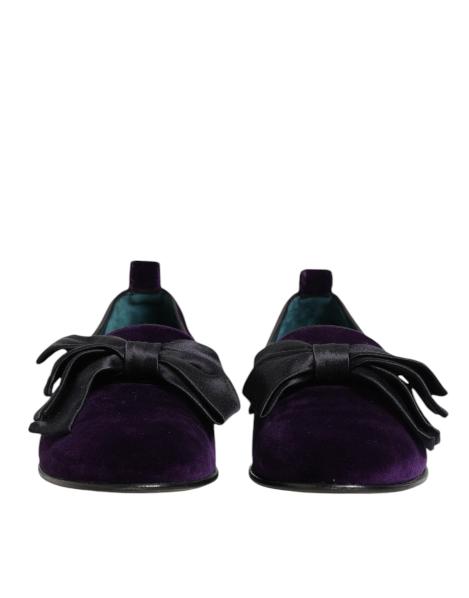 Dolce & Gabbana Purple Suede Cotton Bow Slip On Loafers Shoes | Regal Royce