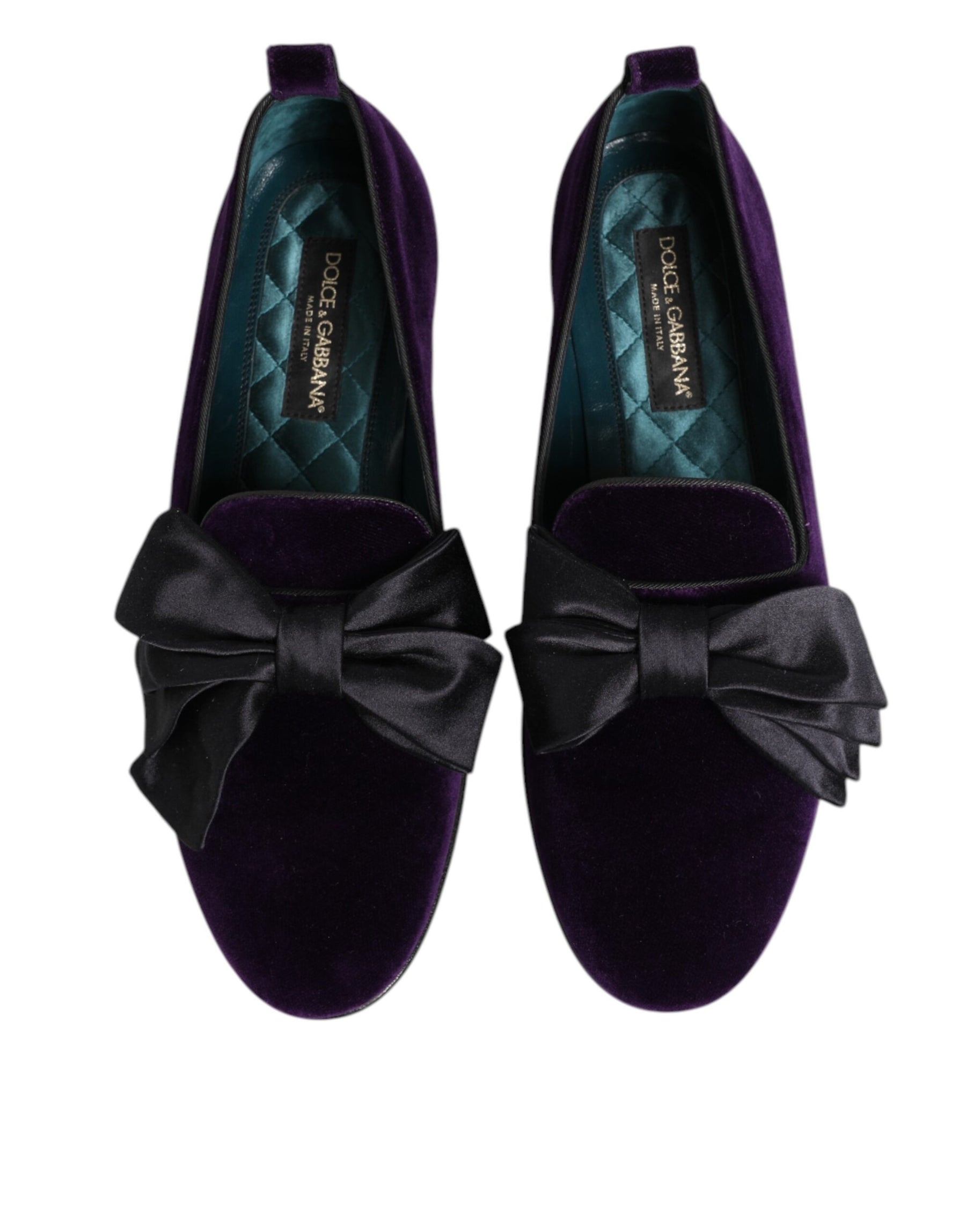 Dolce & Gabbana Purple Suede Cotton Bow Slip On Loafers Shoes | Regal Royce
