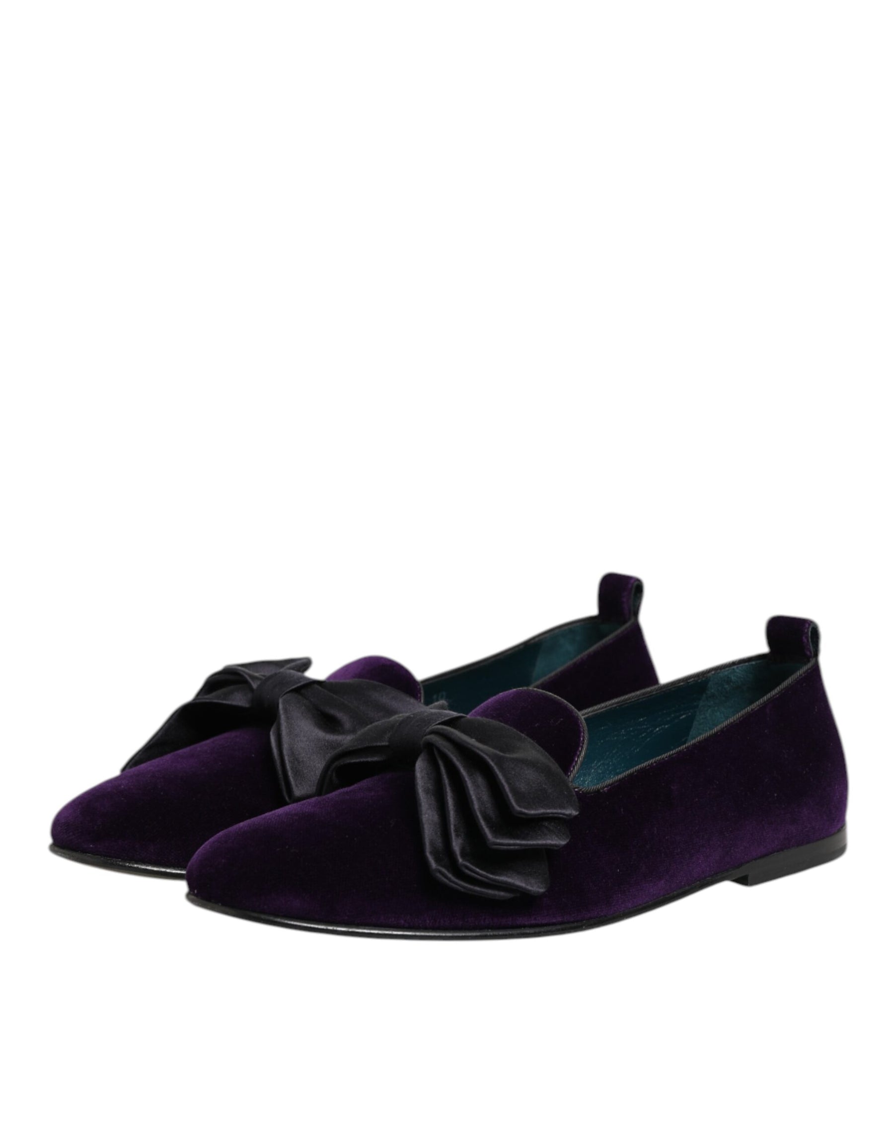 Dolce & Gabbana Purple Suede Cotton Bow Slip On Loafers Shoes | Regal Royce