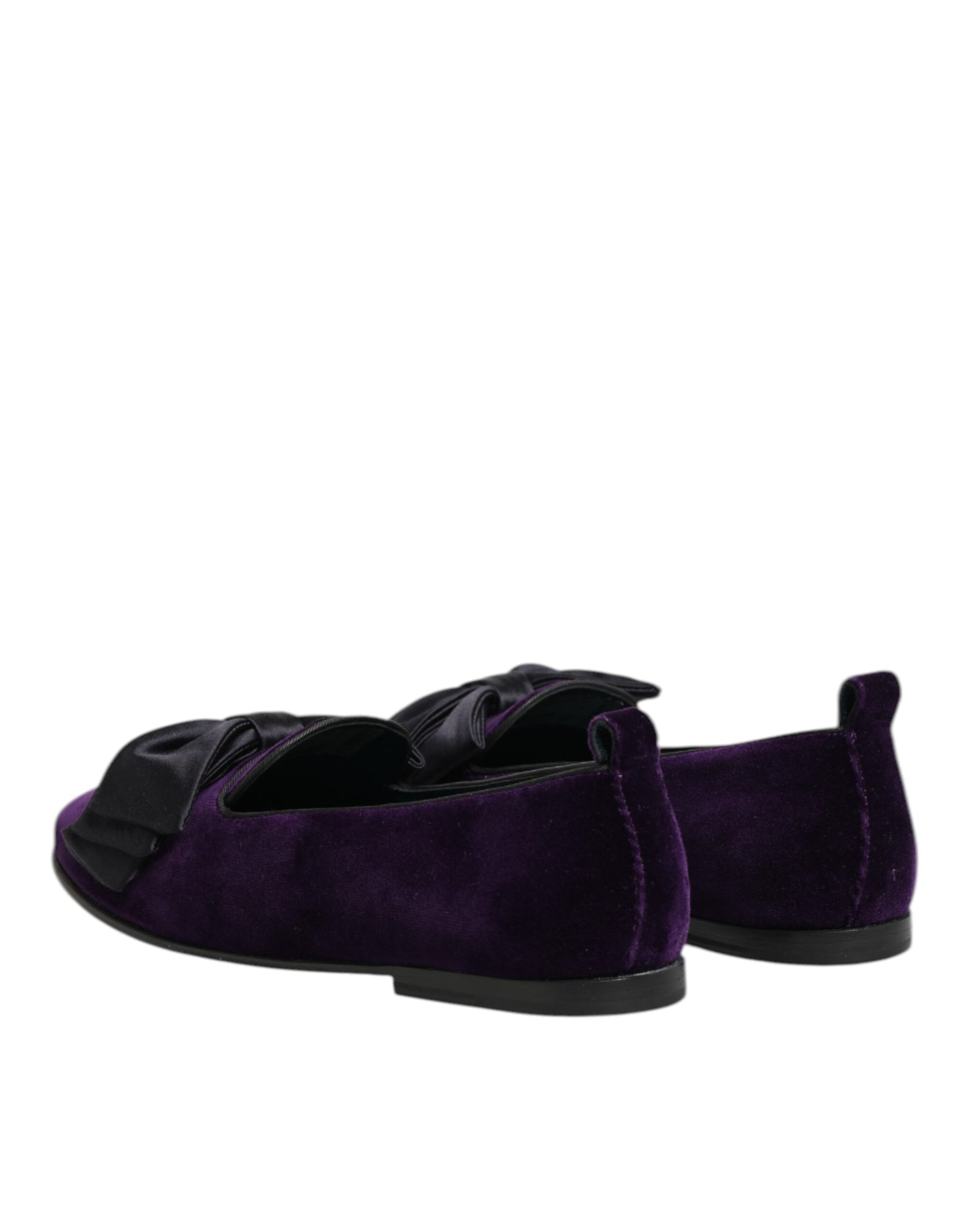 Dolce & Gabbana Purple Suede Cotton Bow Slip On Loafers Shoes | Regal Royce