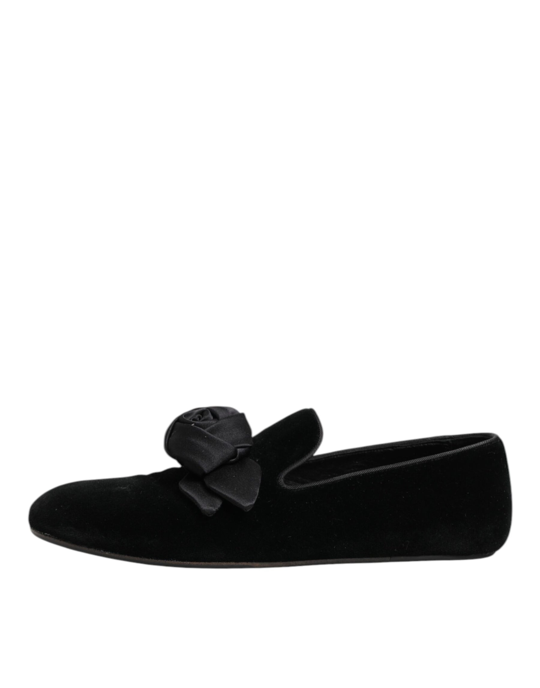 Dolce & Gabbana Black Suede Cotton Rose Slip On Loafers Shoes | Regal Royce