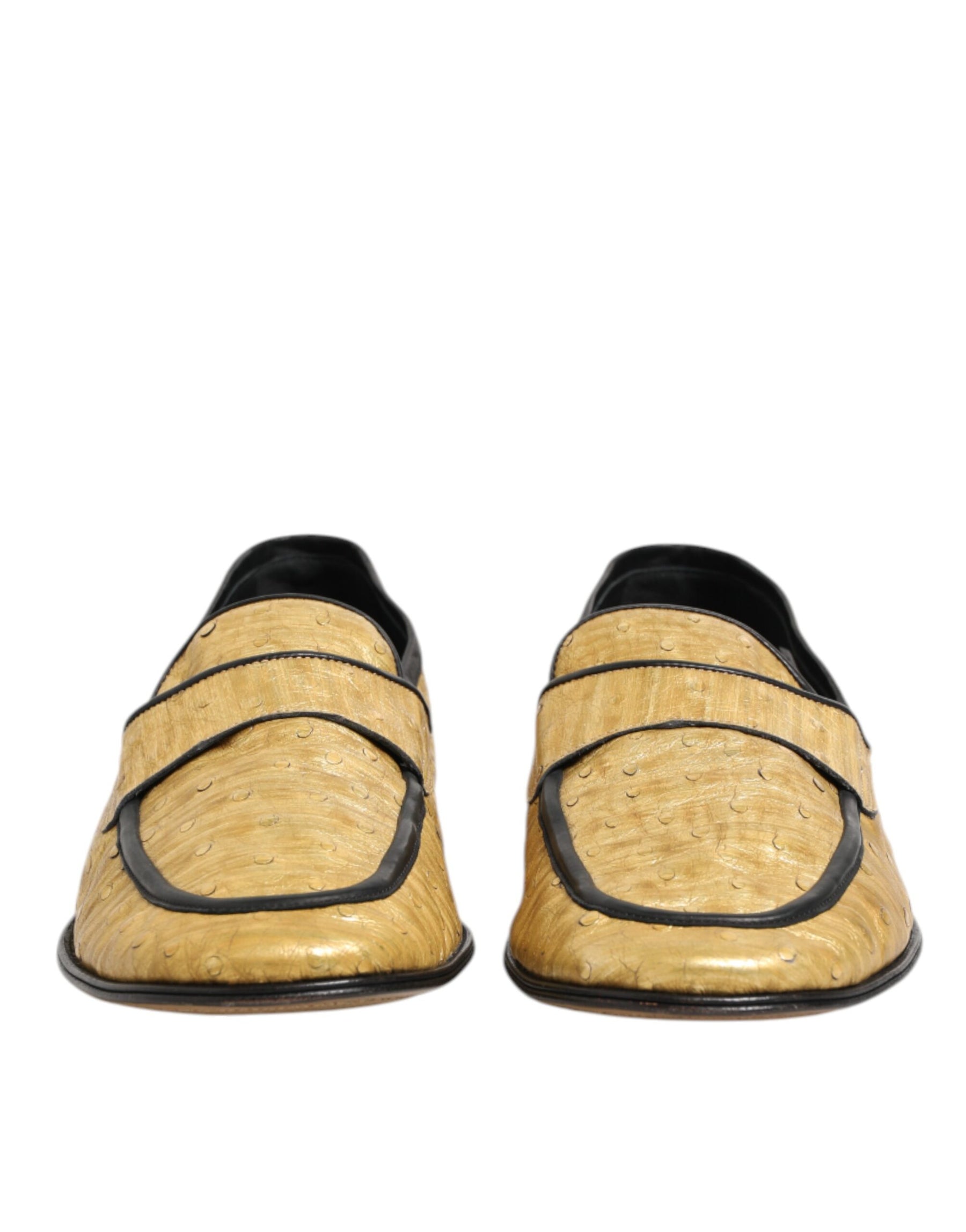 Dolce & Gabbana Yellow Black Leather Slip On Loafers Shoes | Regal Royce