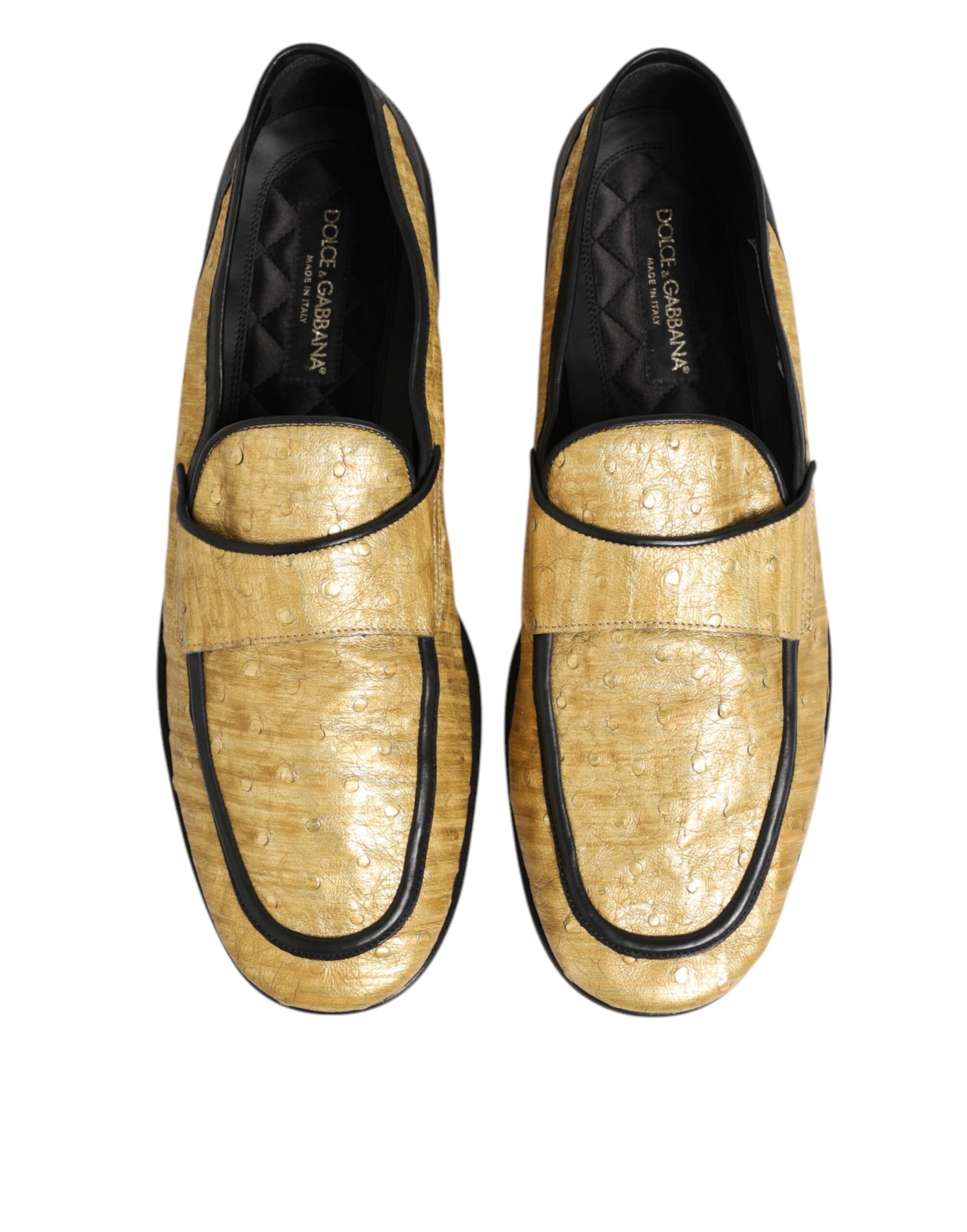 Dolce & Gabbana Yellow Black Leather Slip On Loafers Shoes | Regal Royce