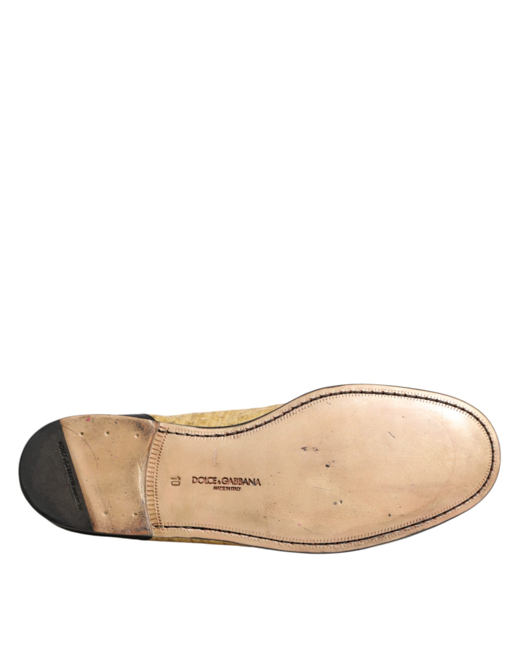 Dolce & Gabbana Yellow Black Leather Slip On Loafers Shoes | Regal Royce