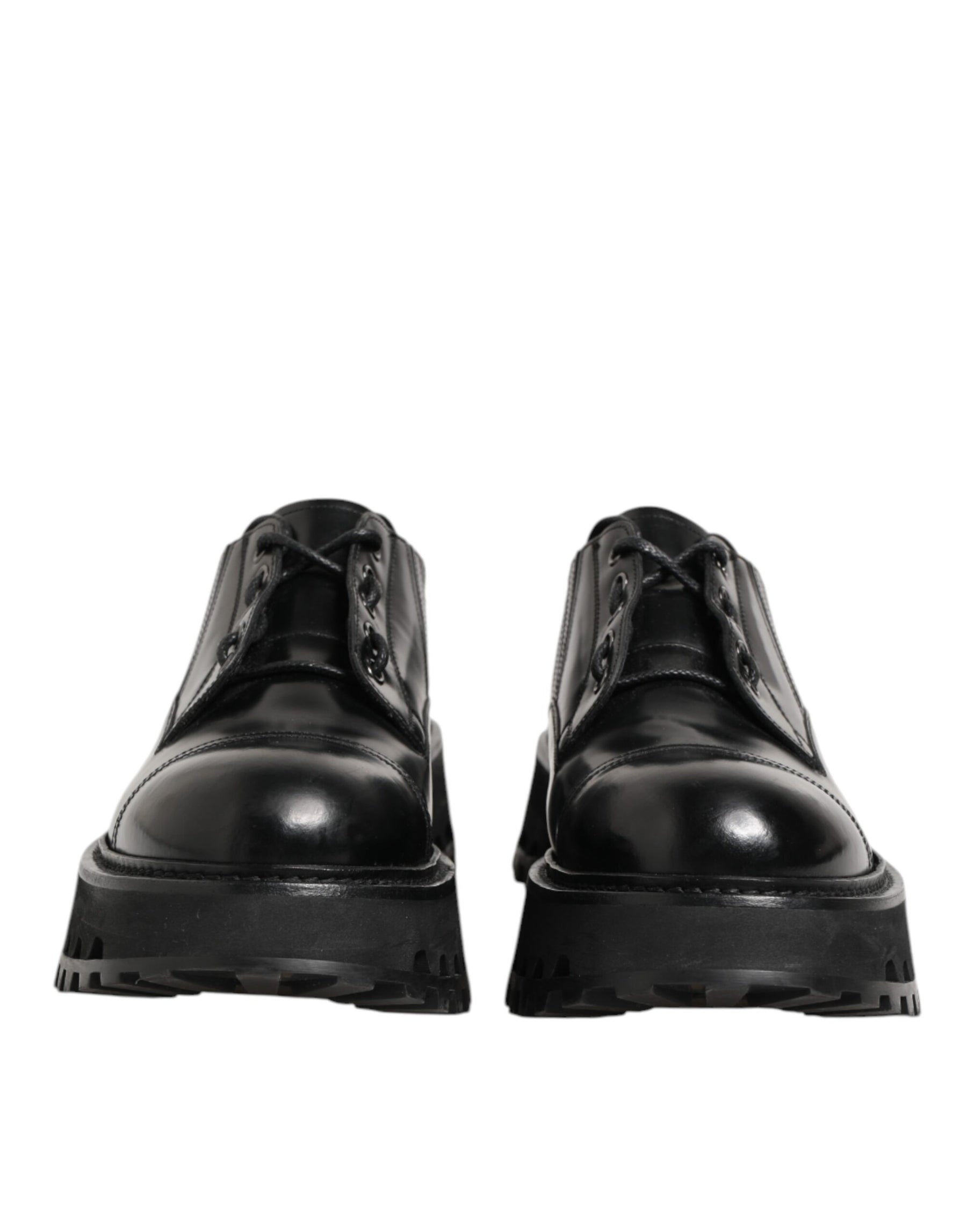 Dolce & Gabbana Black Leather Lace Up Derby Men Dress Shoes | Regal Royce