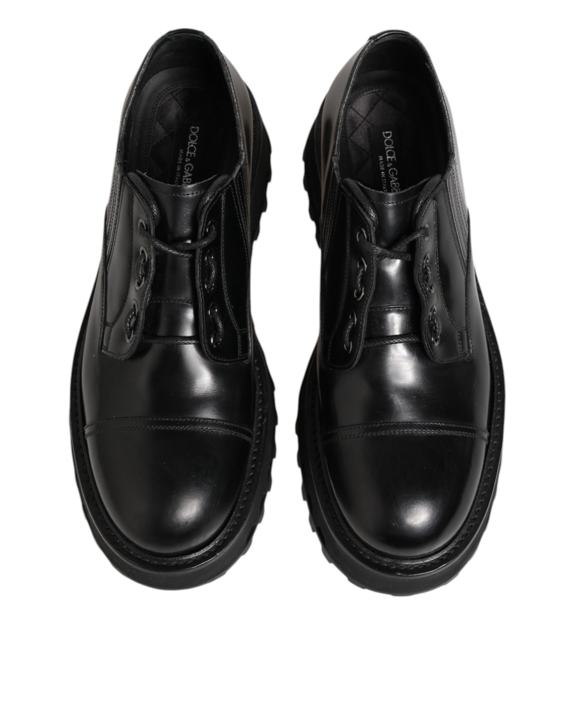 Dolce & Gabbana Black Leather Lace Up Derby Men Dress Shoes | Regal Royce