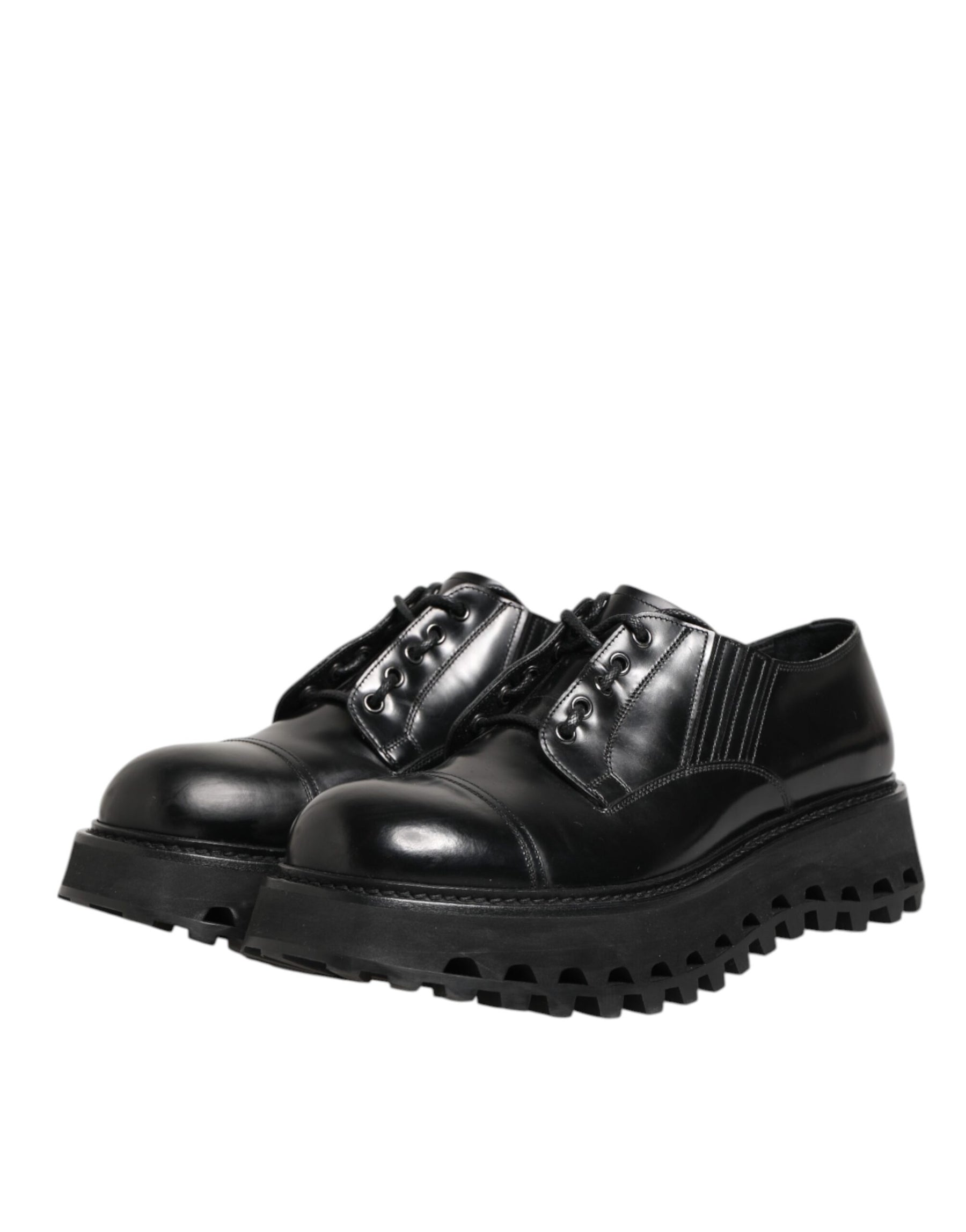 Dolce & Gabbana Black Leather Lace Up Derby Men Dress Shoes | Regal Royce