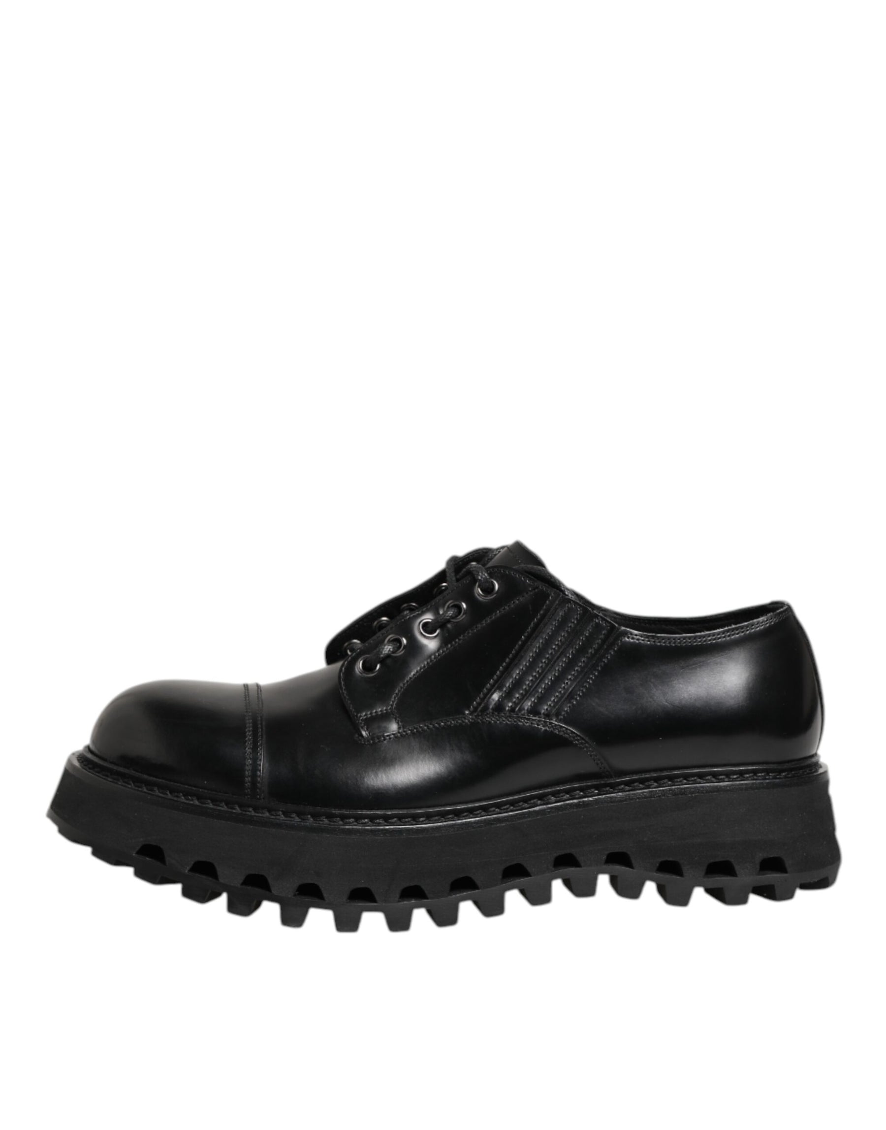 Dolce & Gabbana Black Leather Lace Up Derby Men Dress Shoes | Regal Royce