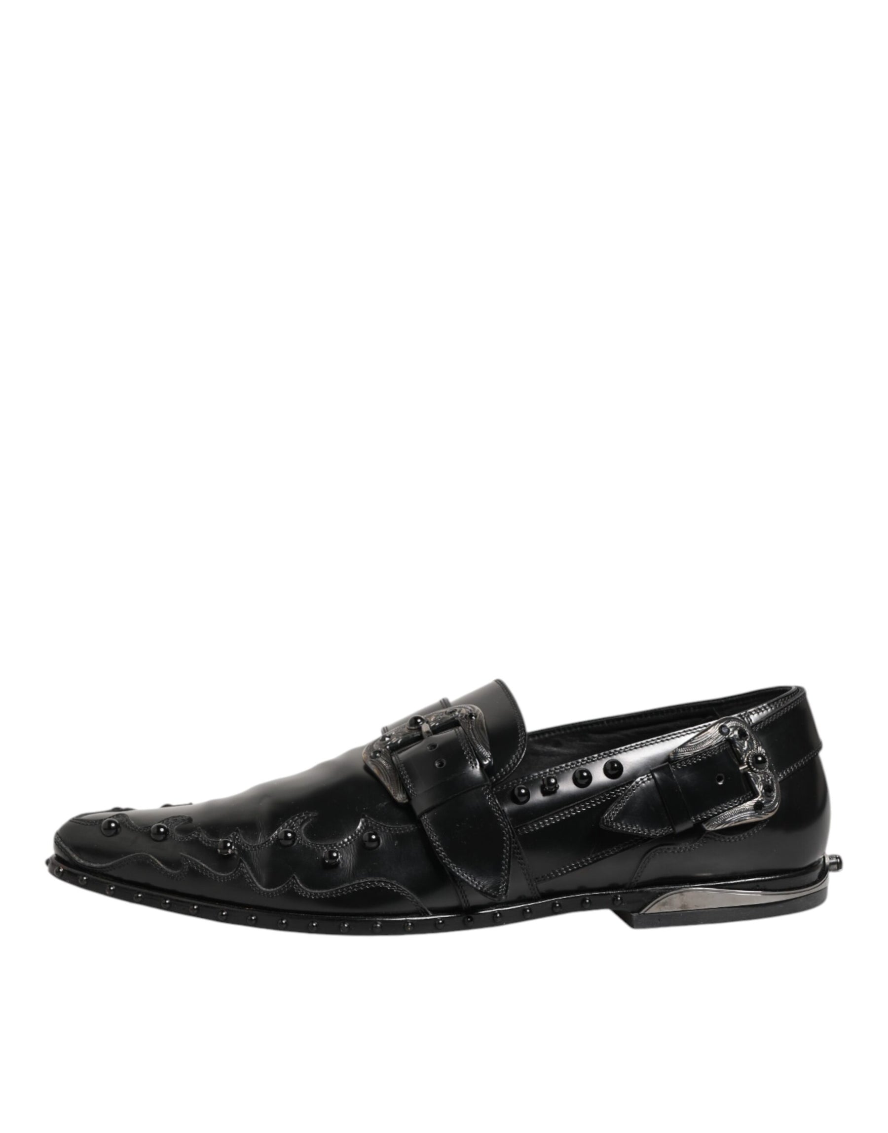 Dolce & Gabbana Black Embellished Dress Monk Strap Shoes | Regal Royce