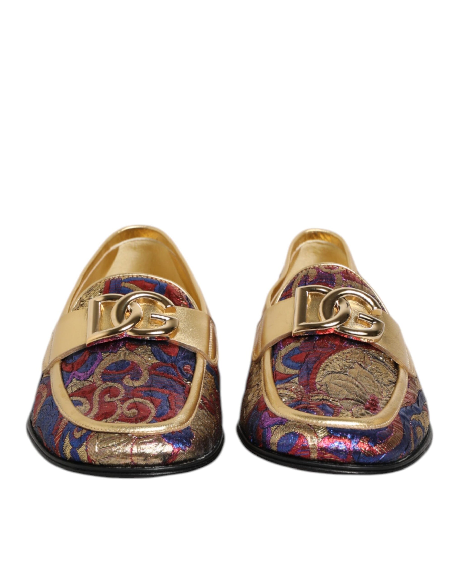 Dolce & Gabbana Multicolor Jacquard Gold DG Logo Loafer Shoes | Regal Royce