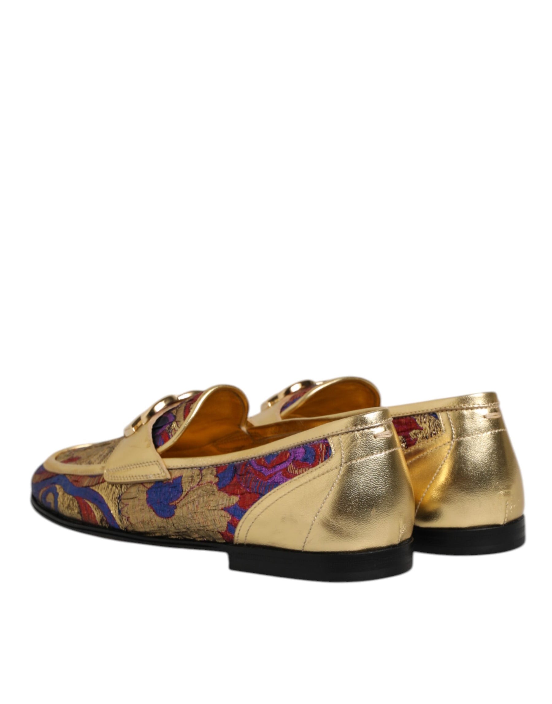 Dolce & Gabbana Multicolor Jacquard Gold DG Logo Loafer Shoes | Regal Royce