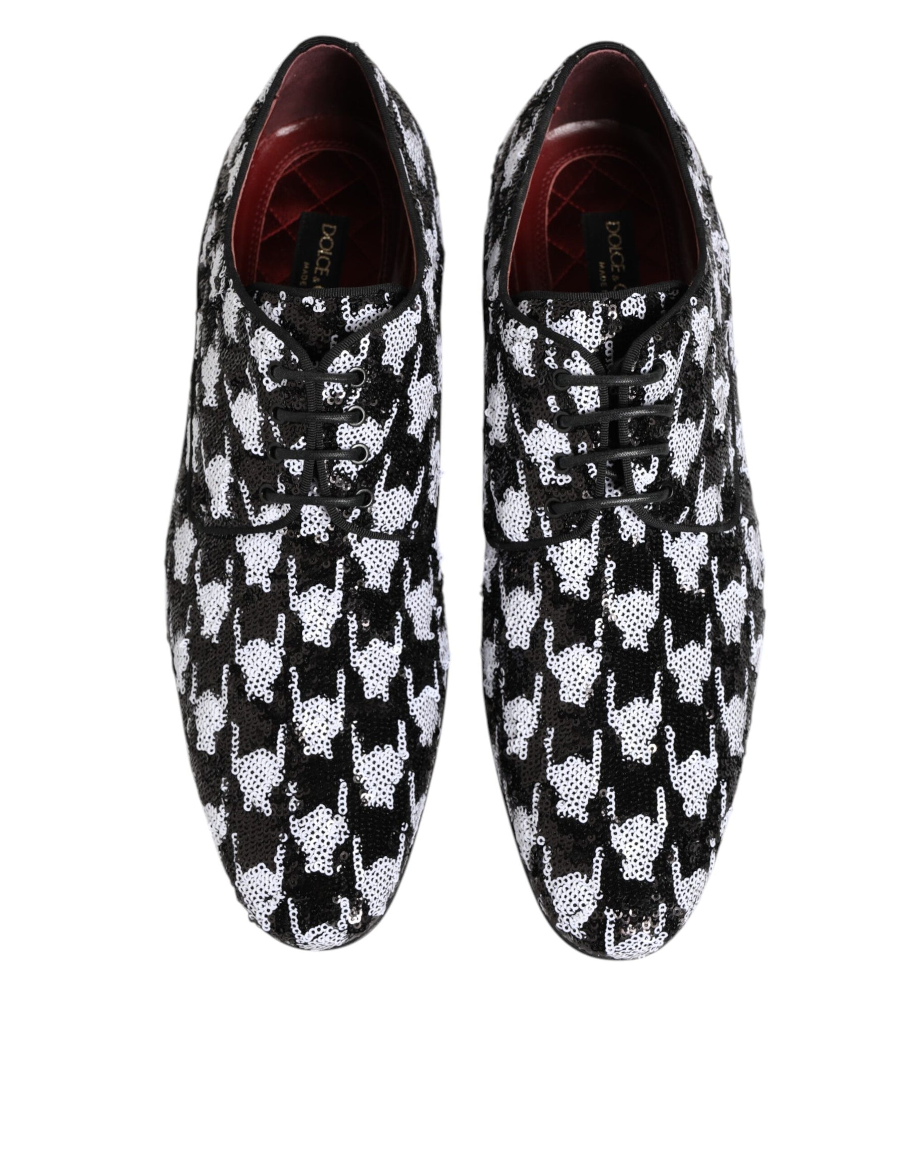 Dolce & Gabbana Dress Black White Sequined Lace Up Derby Shoes | Regal Royce