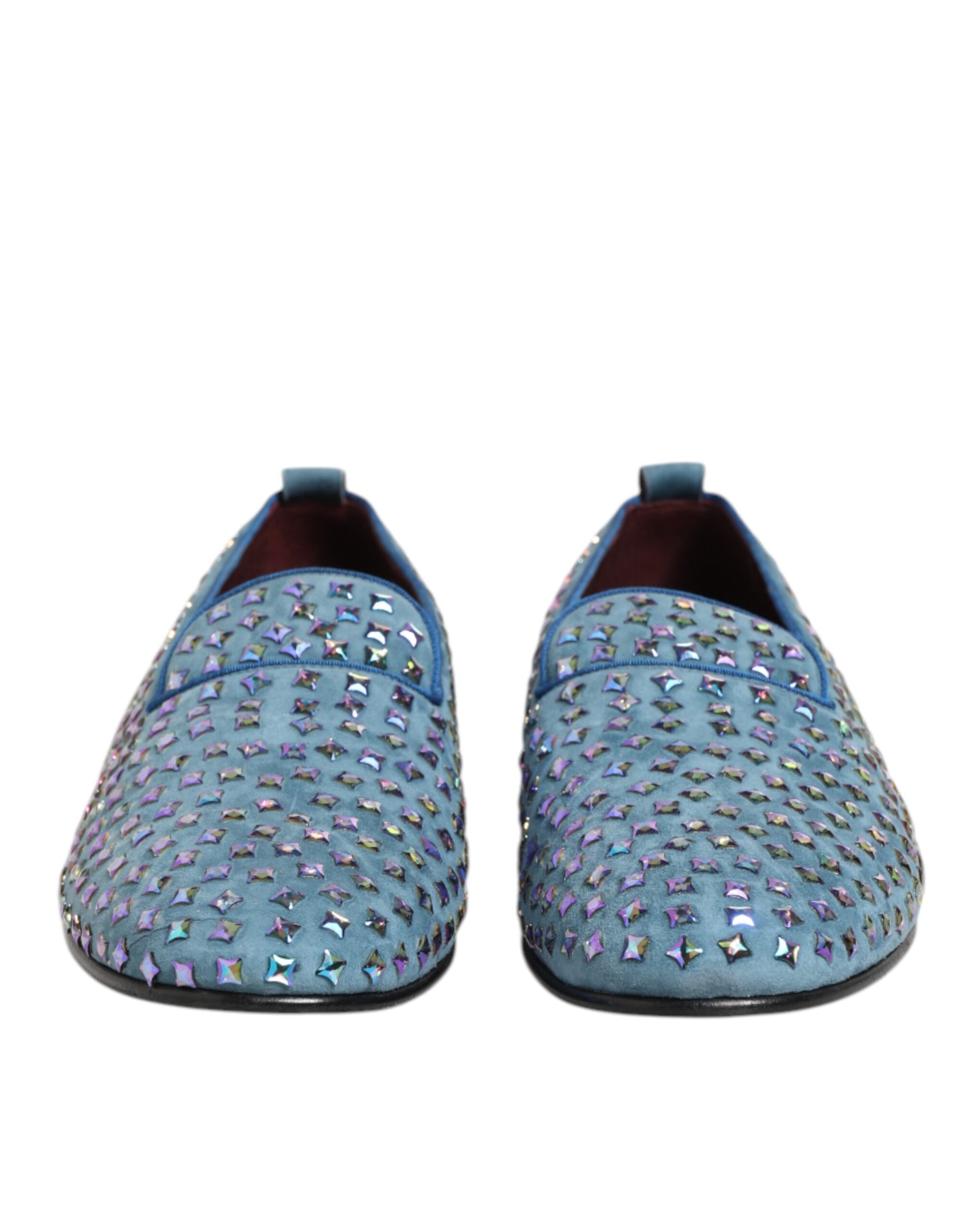 Dolce & Gabbana Blue Suede Studded Dress Men Loafers Shoes | Regal Royce