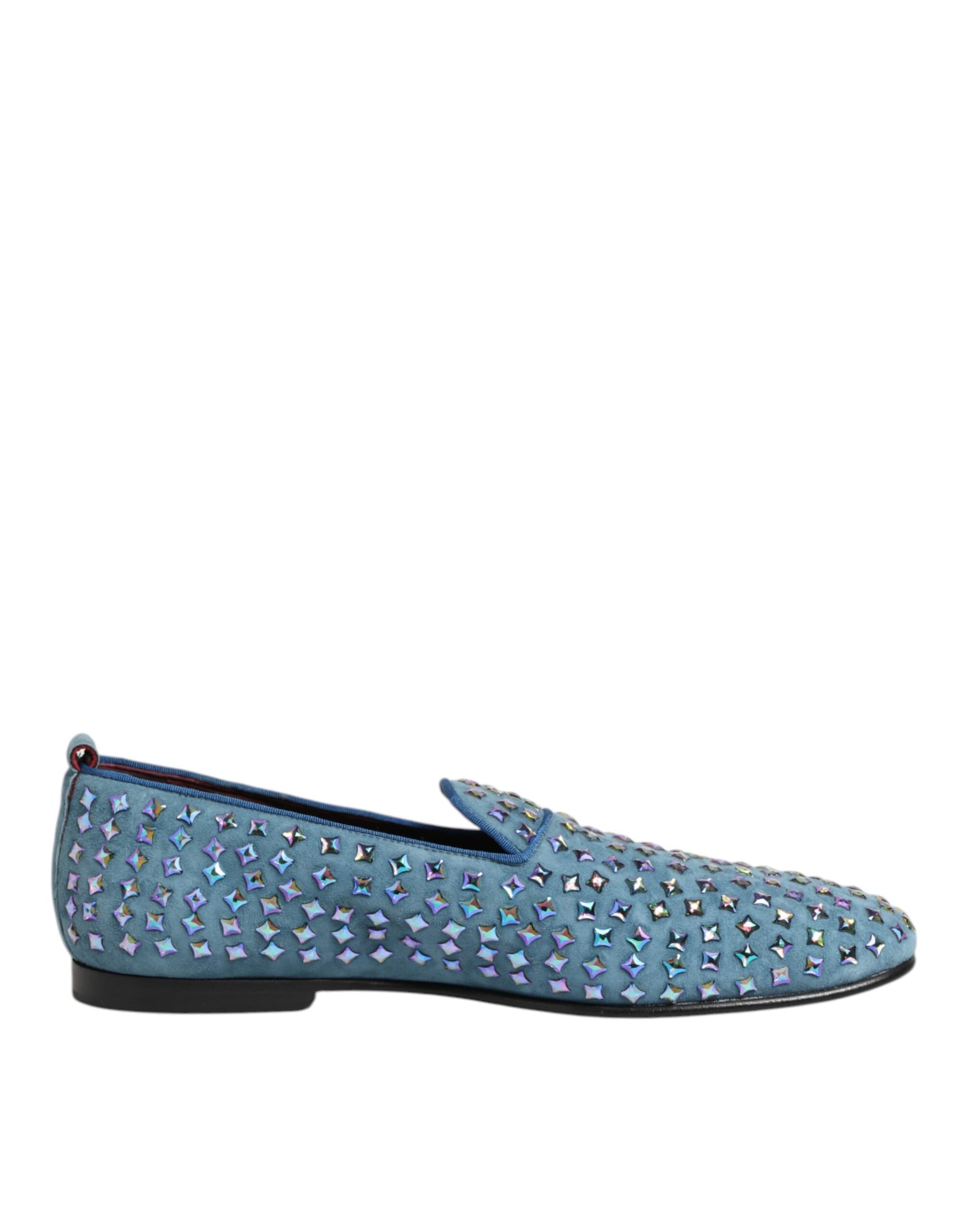 Dolce & Gabbana Blue Suede Studded Dress Men Loafers Shoes | Regal Royce