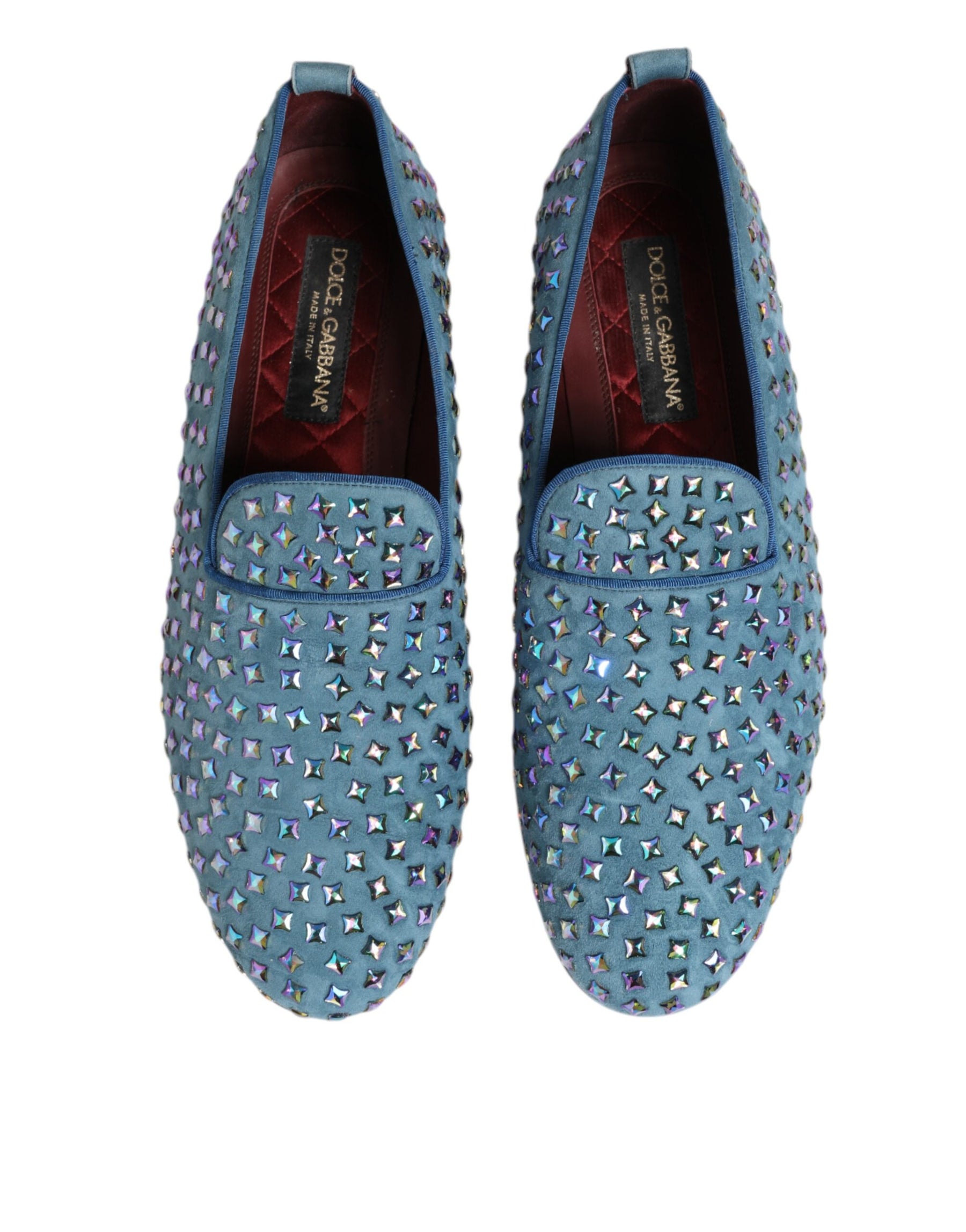 Dolce & Gabbana Blue Suede Studded Dress Men Loafers Shoes | Regal Royce