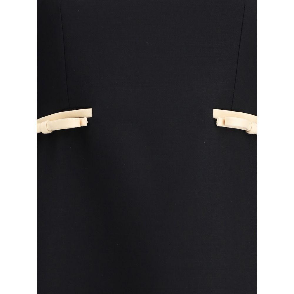 Valentino Black Fleece Wool Casual Dress