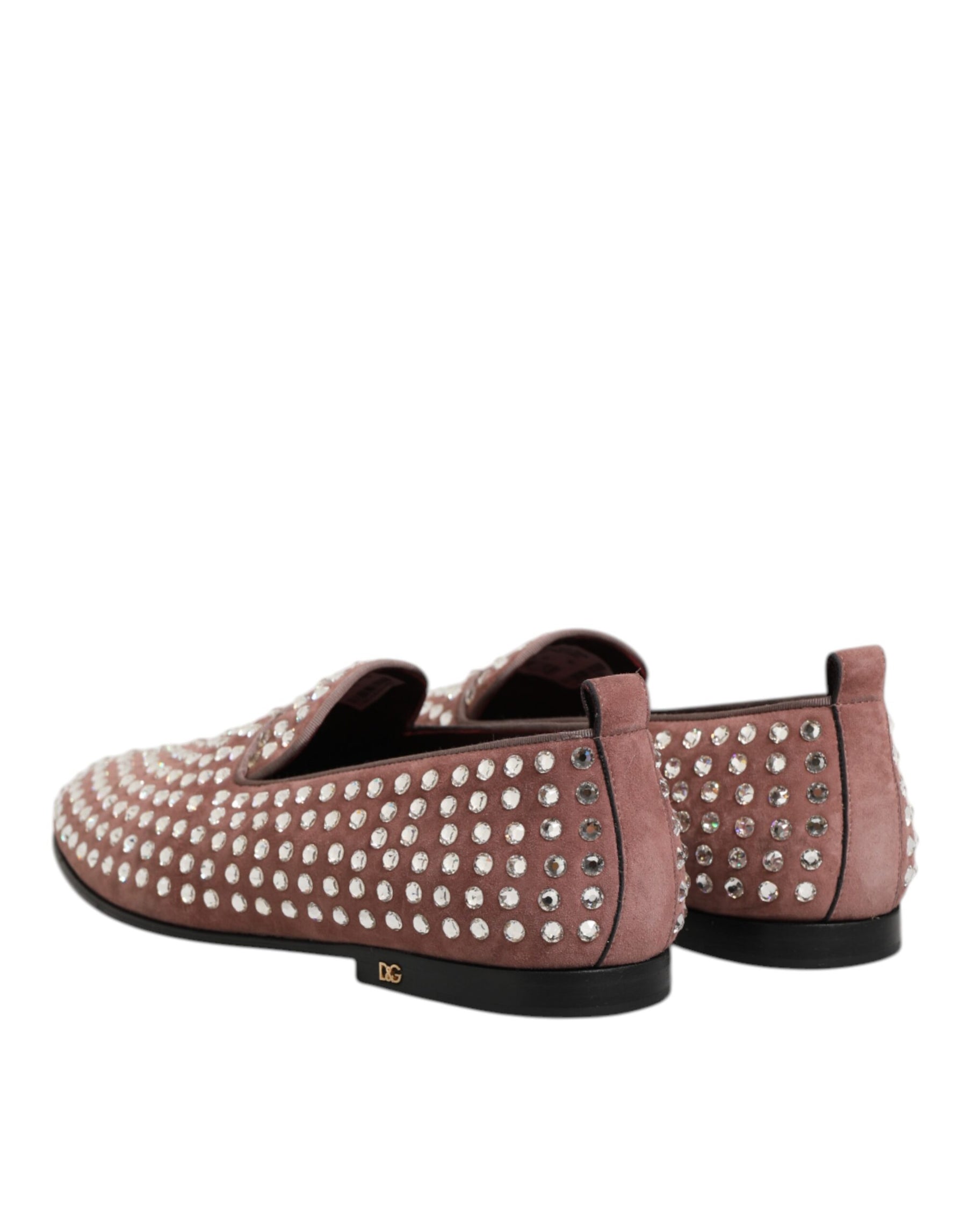 Dolce & Gabbana Pink Suede Crystals Loafers Men Dress Shoes | Regal Royce