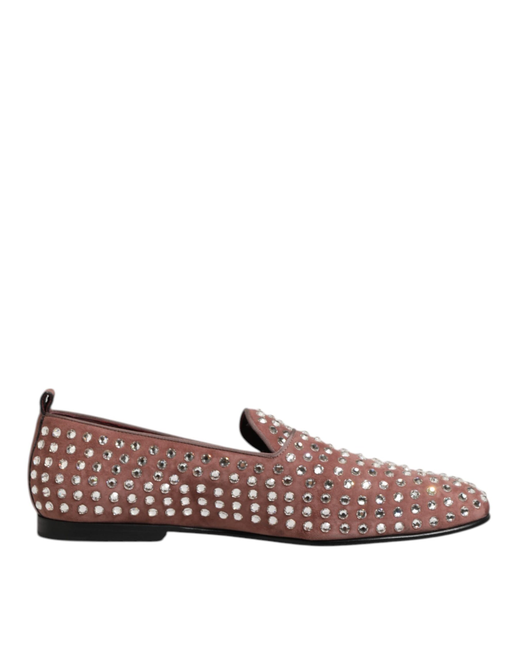 Dolce & Gabbana Pink Suede Crystals Loafers Men Dress Shoes | Regal Royce