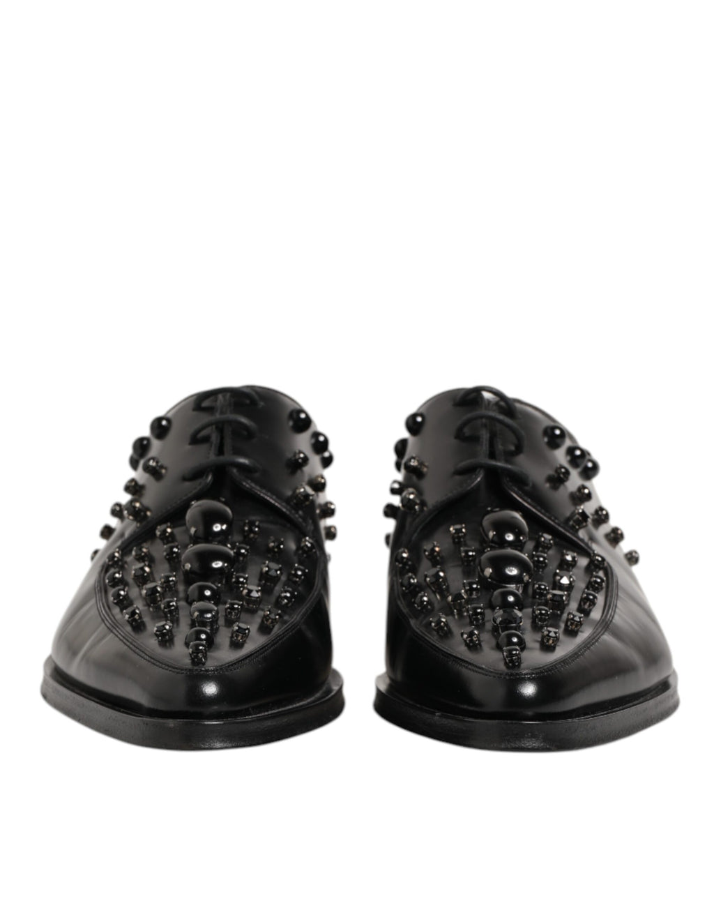 Dolce & Gabbana Black Crystal Embellished Derby Men Shoes