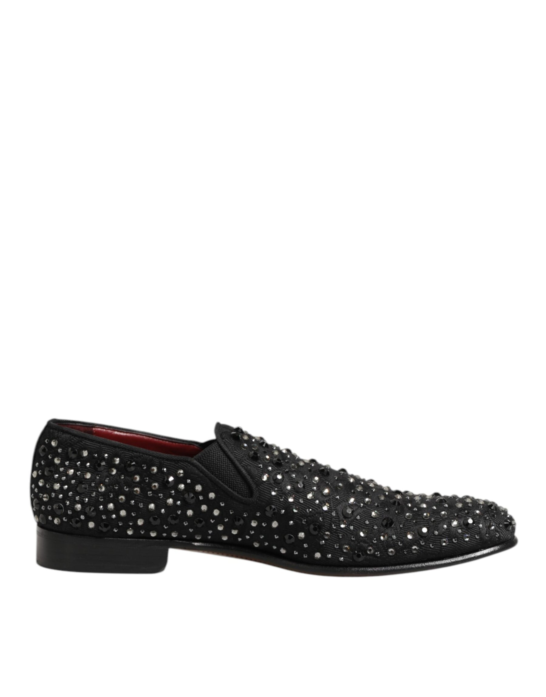 Dolce & Gabbana Black Suede Crystal Embellished Loafer Shoes | Regal Royce