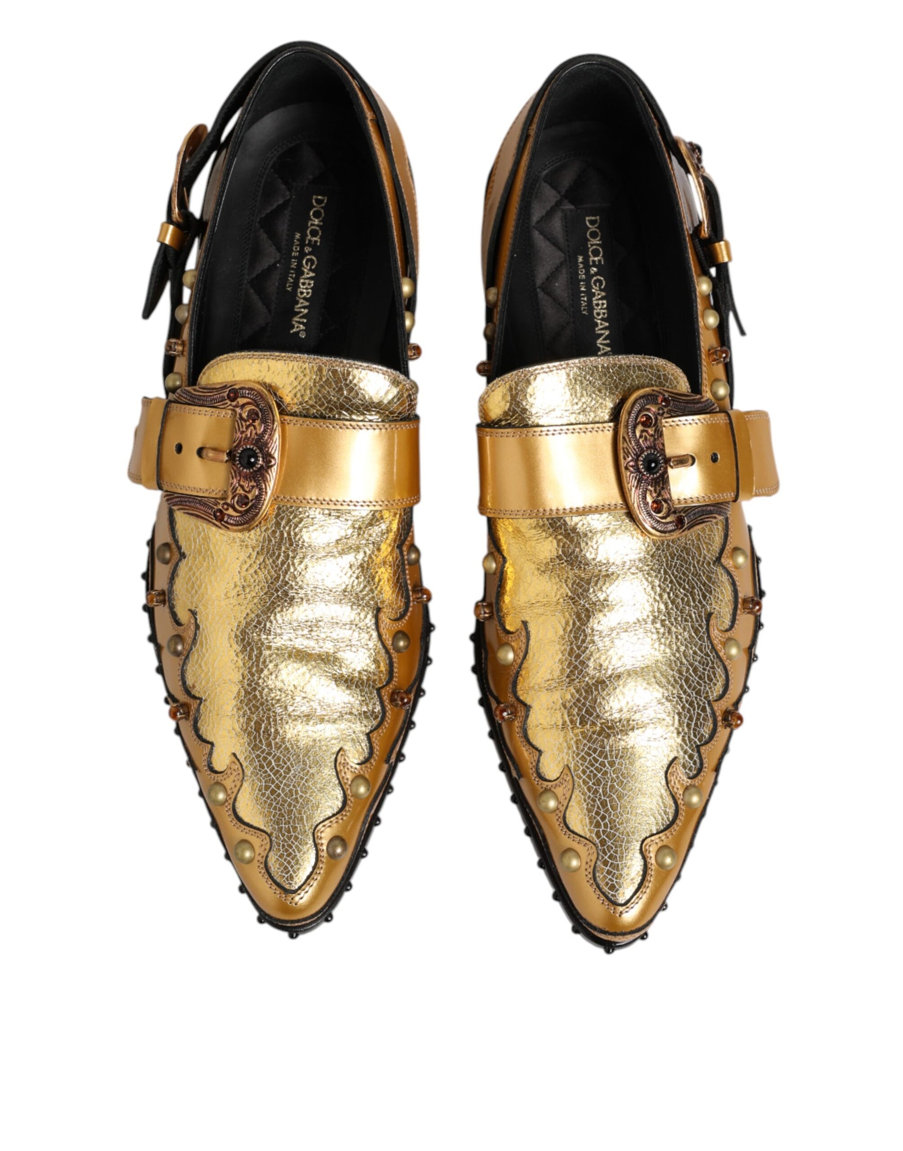 Dolce & Gabbana Gold Leather MONK STRAP Dress Formal Shoes | Regal Royce