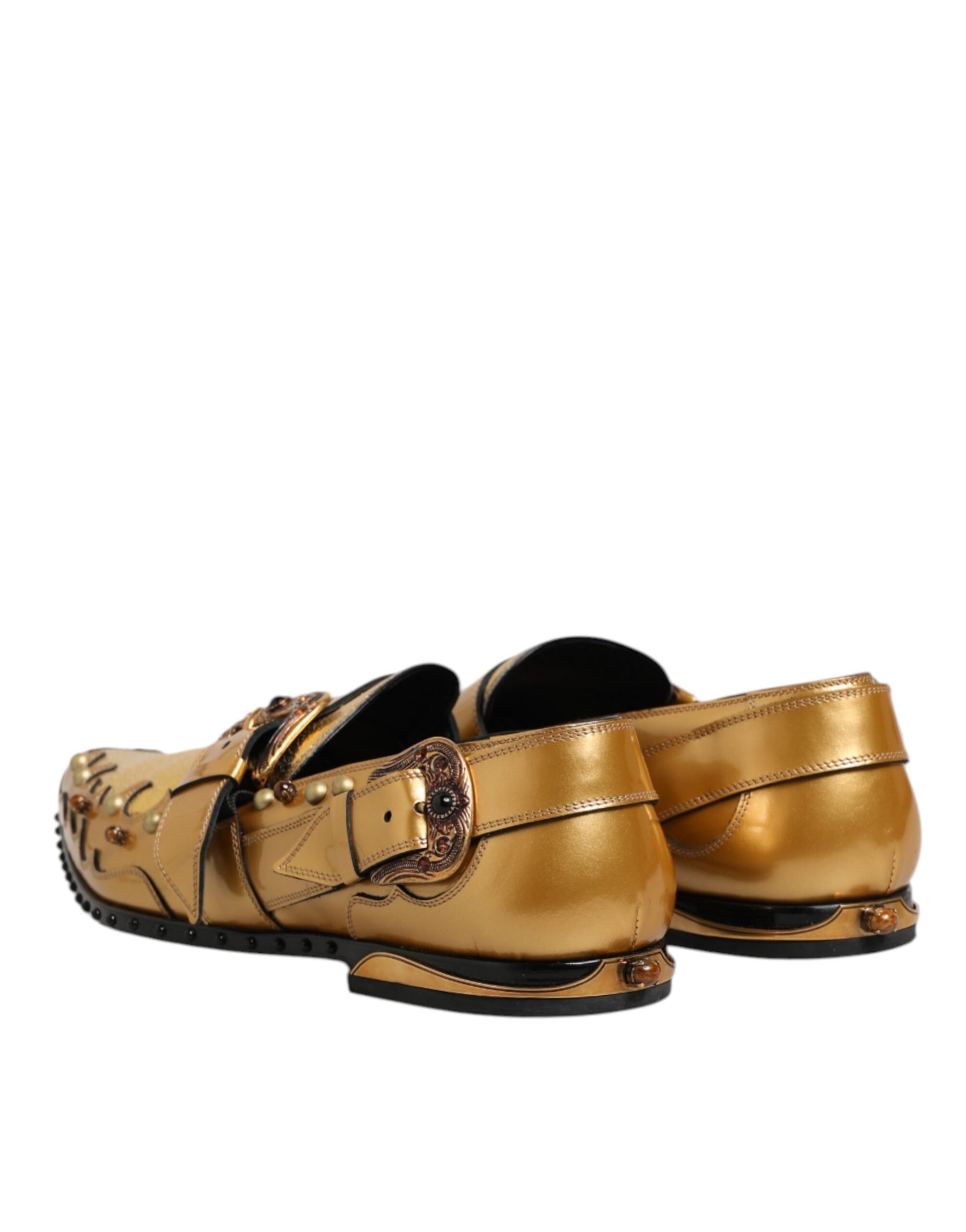 Dolce & Gabbana Gold Leather MONK STRAP Dress Formal Shoes | Regal Royce