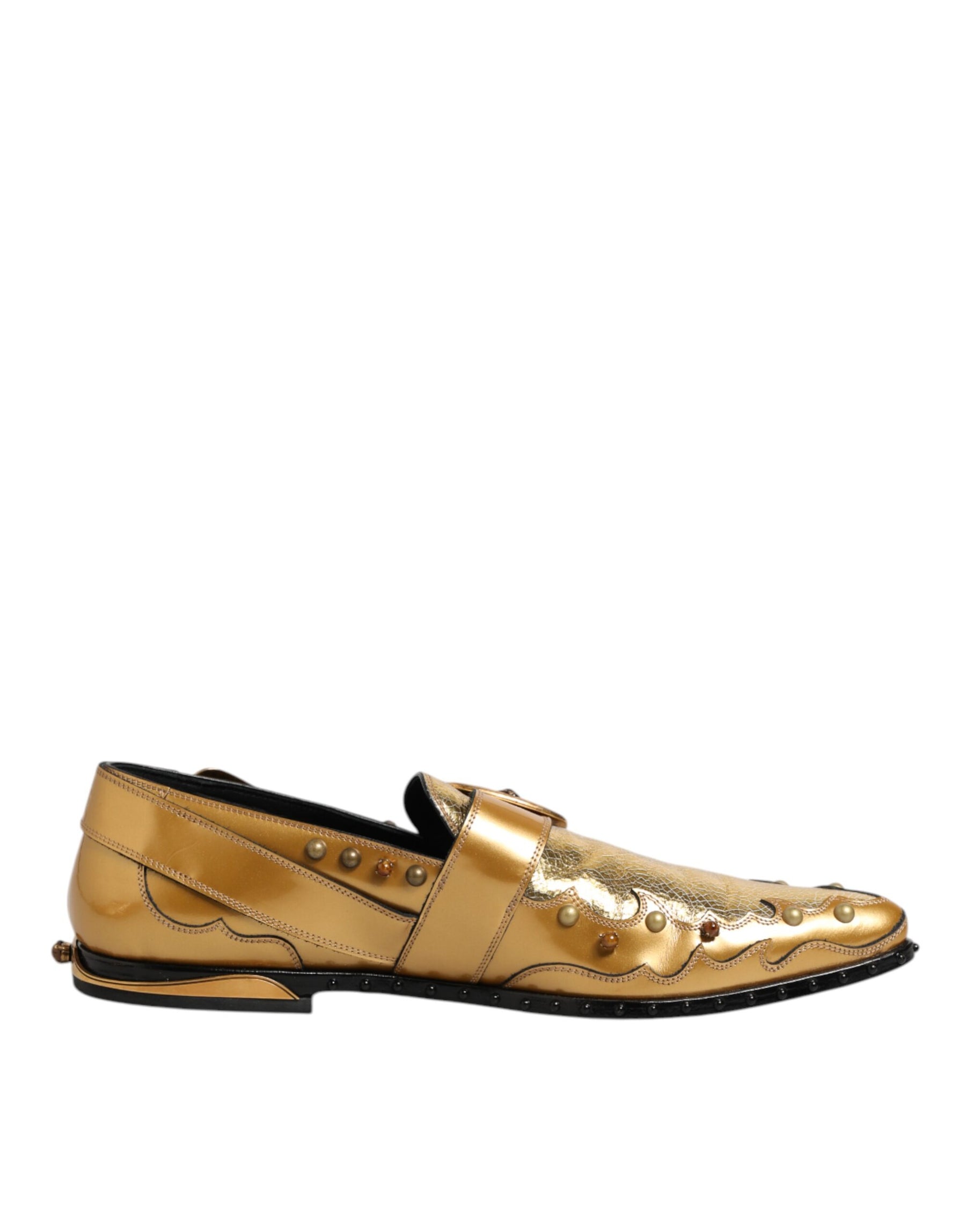 Dolce & Gabbana Gold Leather MONK STRAP Dress Formal Shoes | Regal Royce