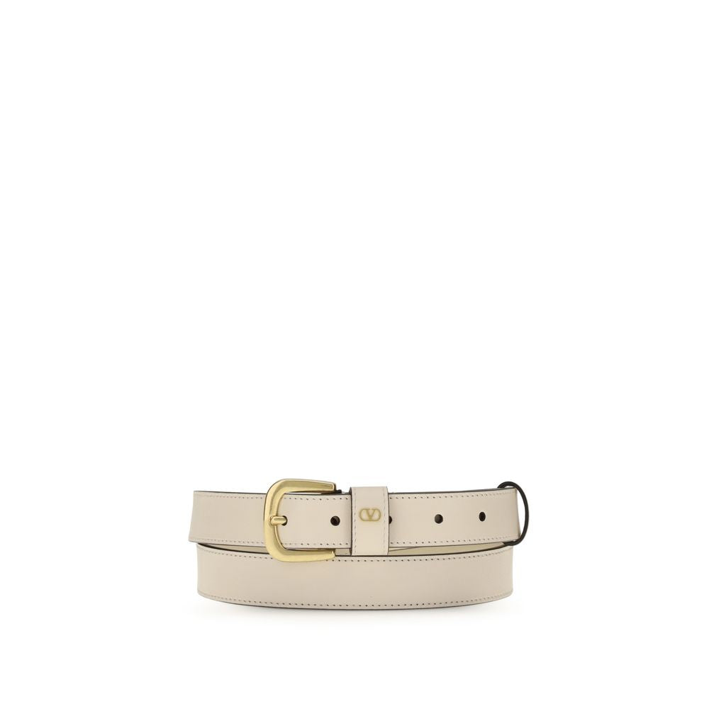 Valentino Garavani White Leather Regular Belt | Regal Royce