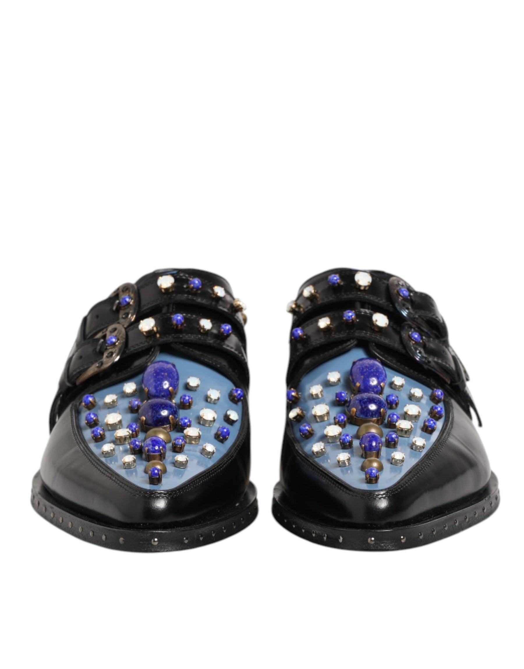 Dolce & Gabbana Black Blue Embellished MONKSTRAP Dress Shoes | Regal Royce