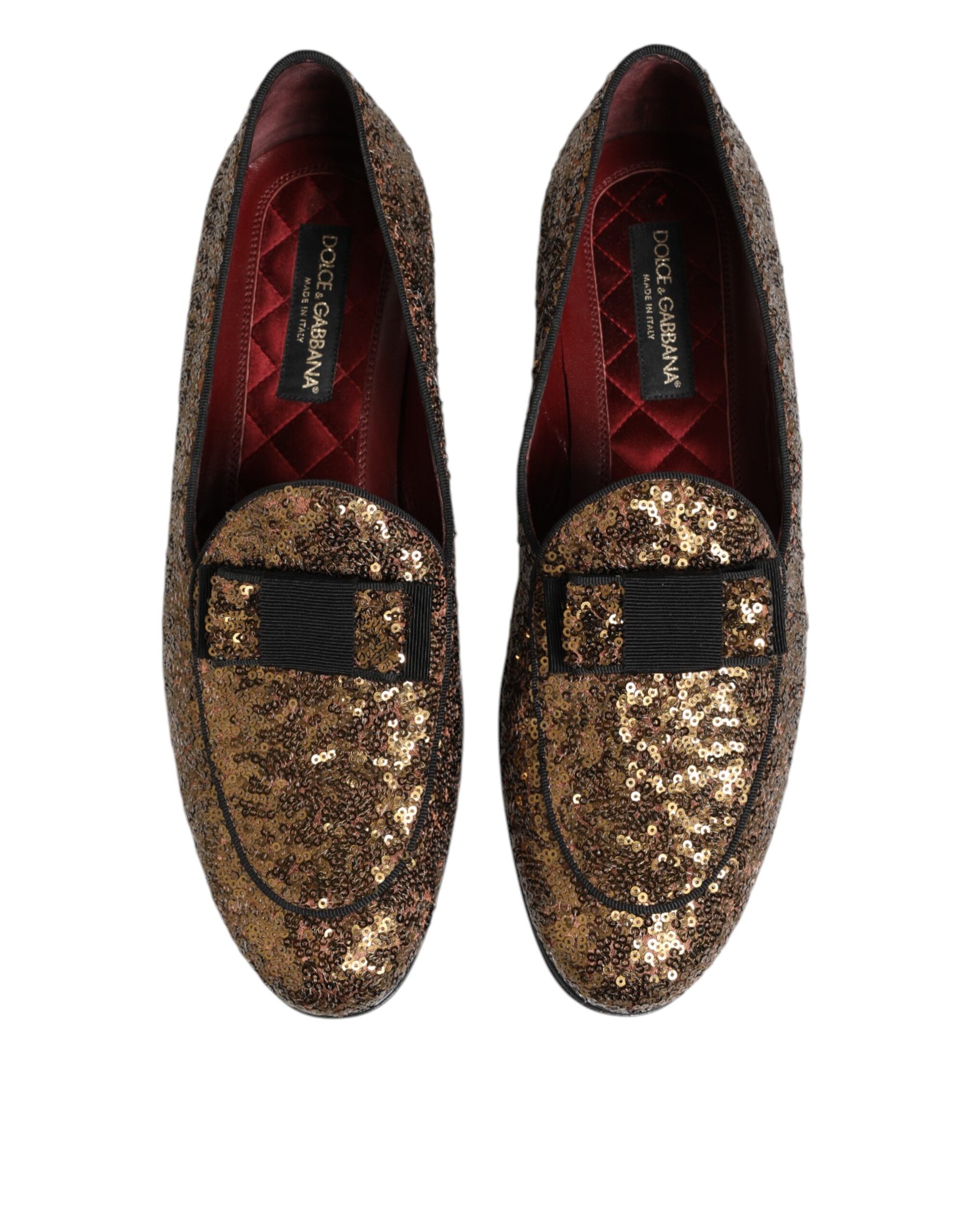 Dolce & Gabbana Gold Sequined Slip On Loafers Men Dress Shoes | Regal Royce