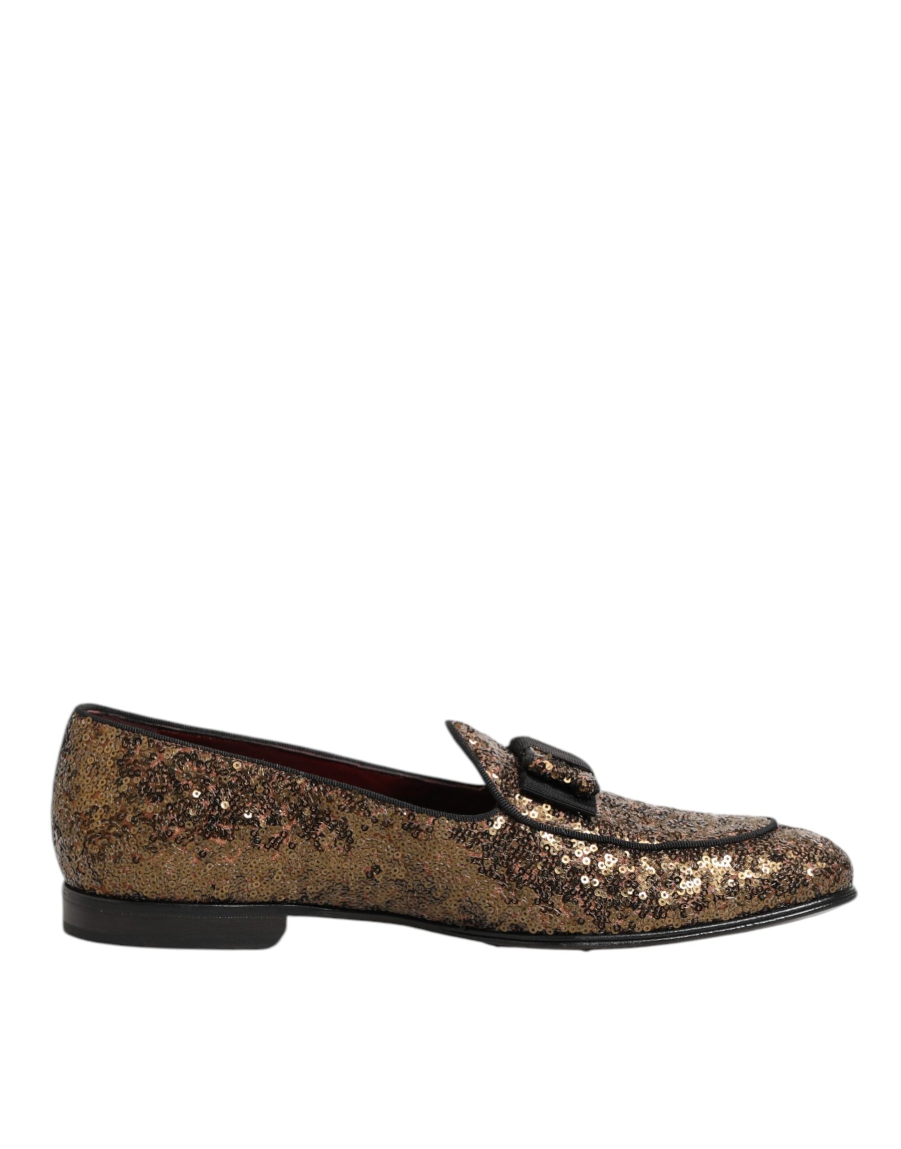 Dolce & Gabbana Gold Sequined Slip On Loafers Men Dress Shoes | Regal Royce