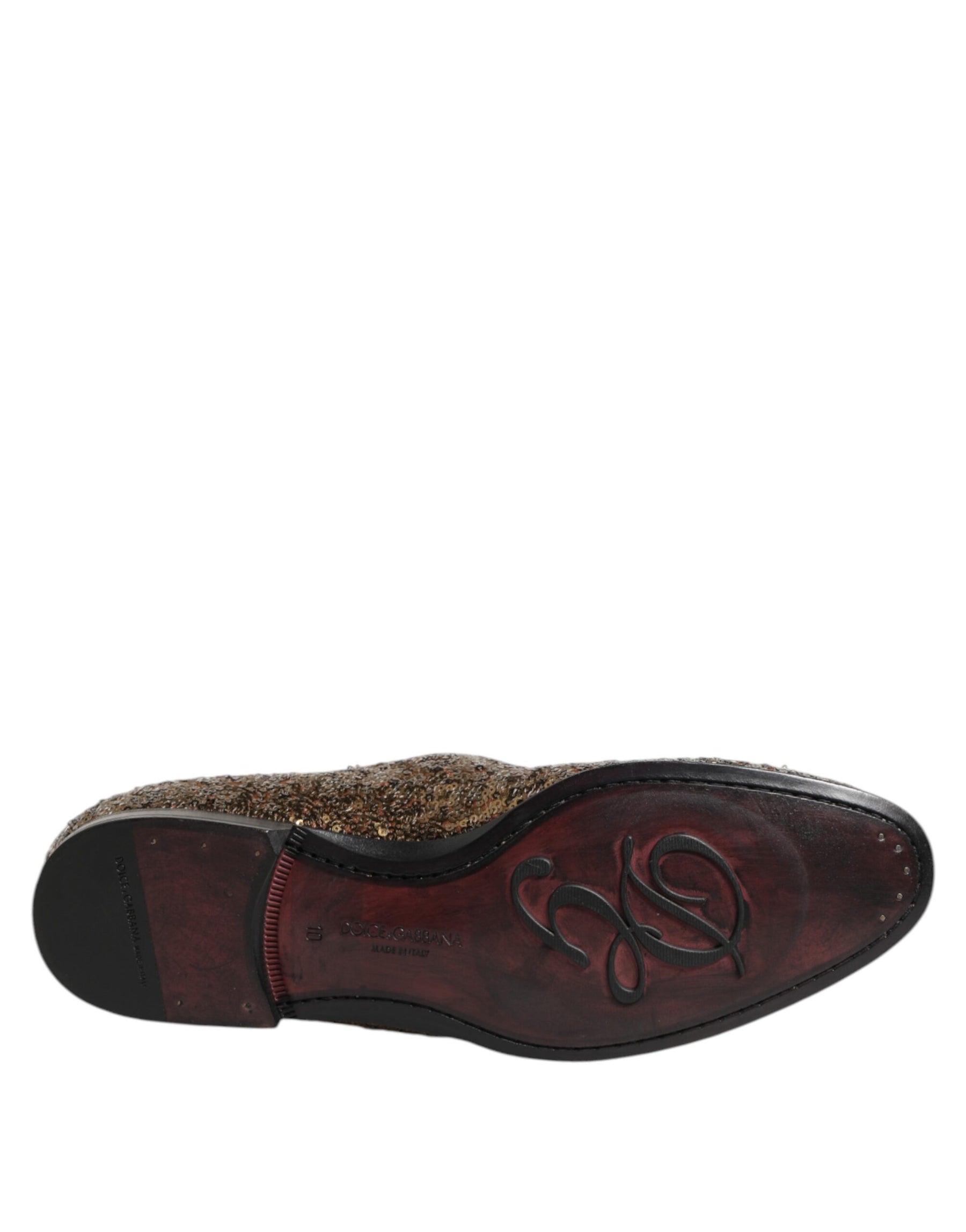 Dolce & Gabbana Gold Sequined Slip On Loafers Men Dress Shoes | Regal Royce