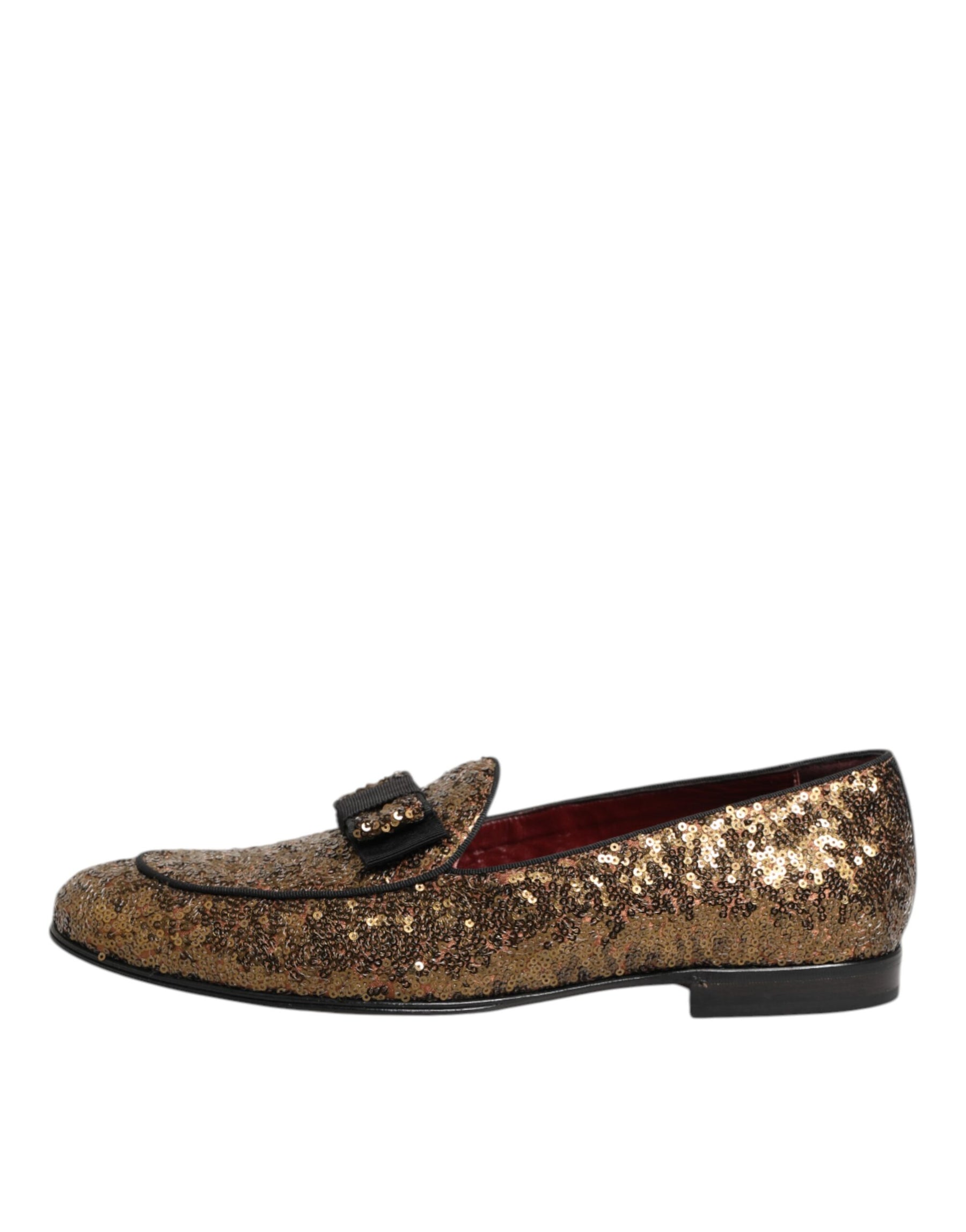 Dolce & Gabbana Gold Sequined Slip On Loafers Men Dress Shoes | Regal Royce