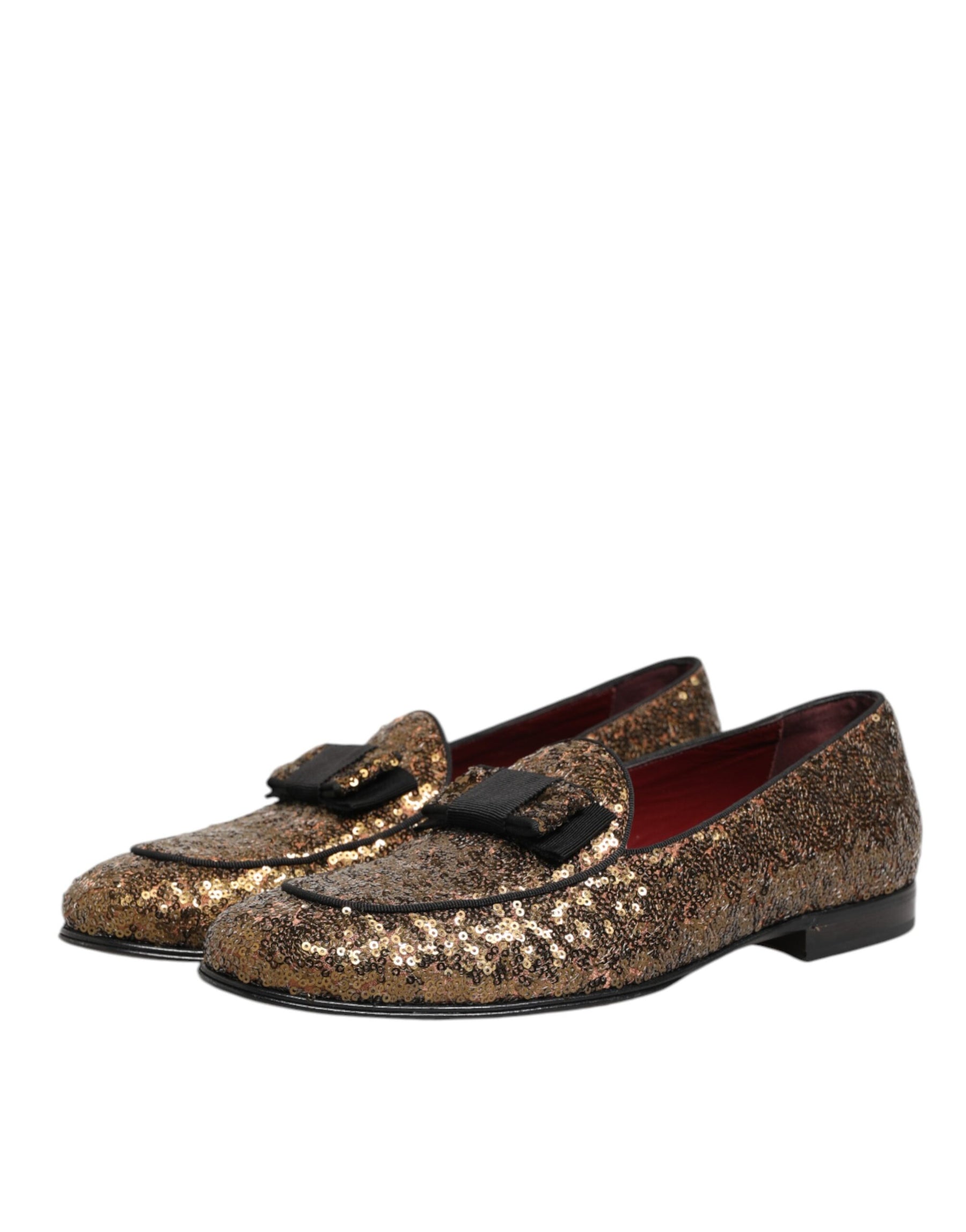 Dolce & Gabbana Gold Sequined Slip On Loafers Men Dress Shoes | Regal Royce